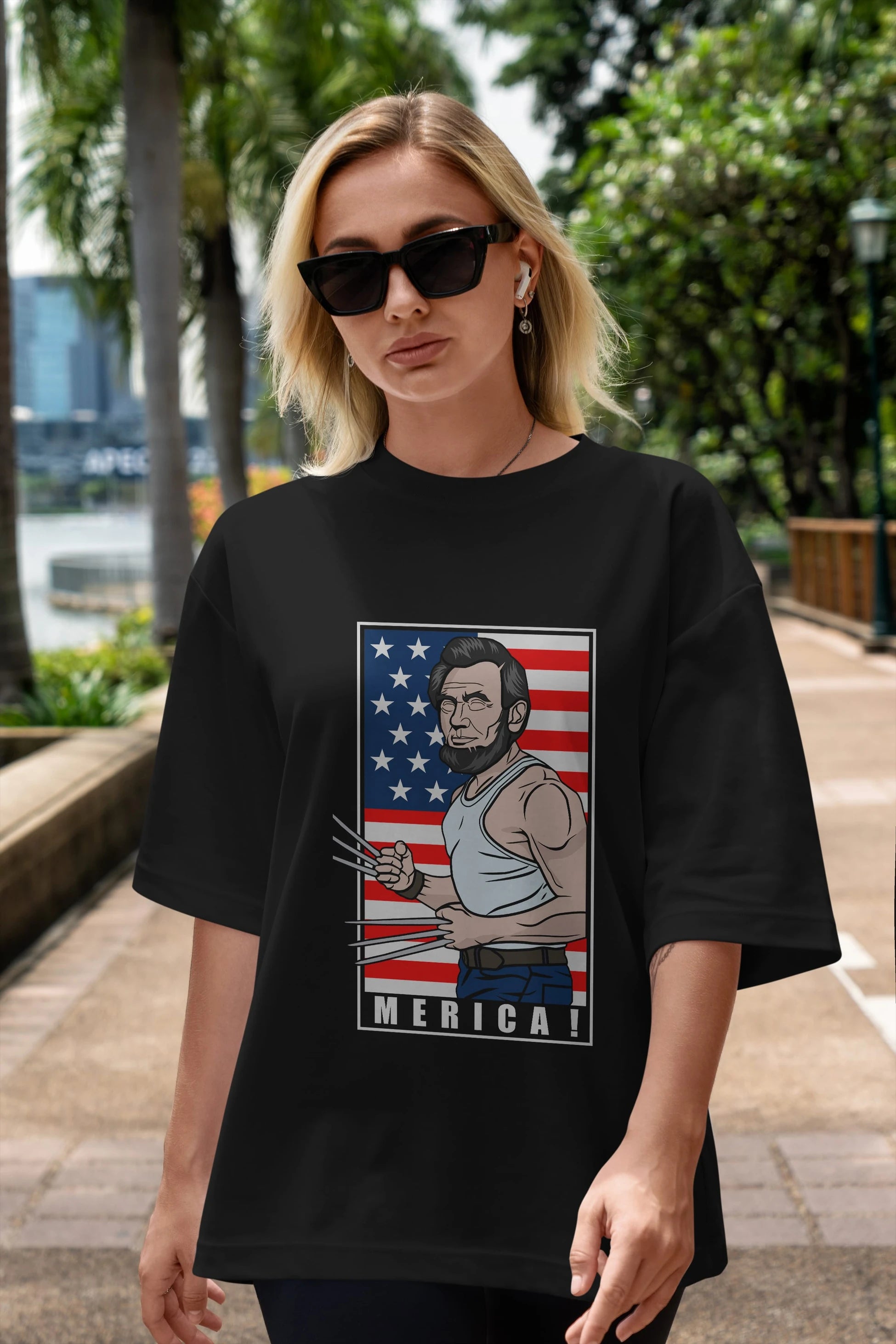Wolverlincoln Ön Baskılı Oversize t-shirt Erkek Kadın Unisex %100 Pamuk tişort