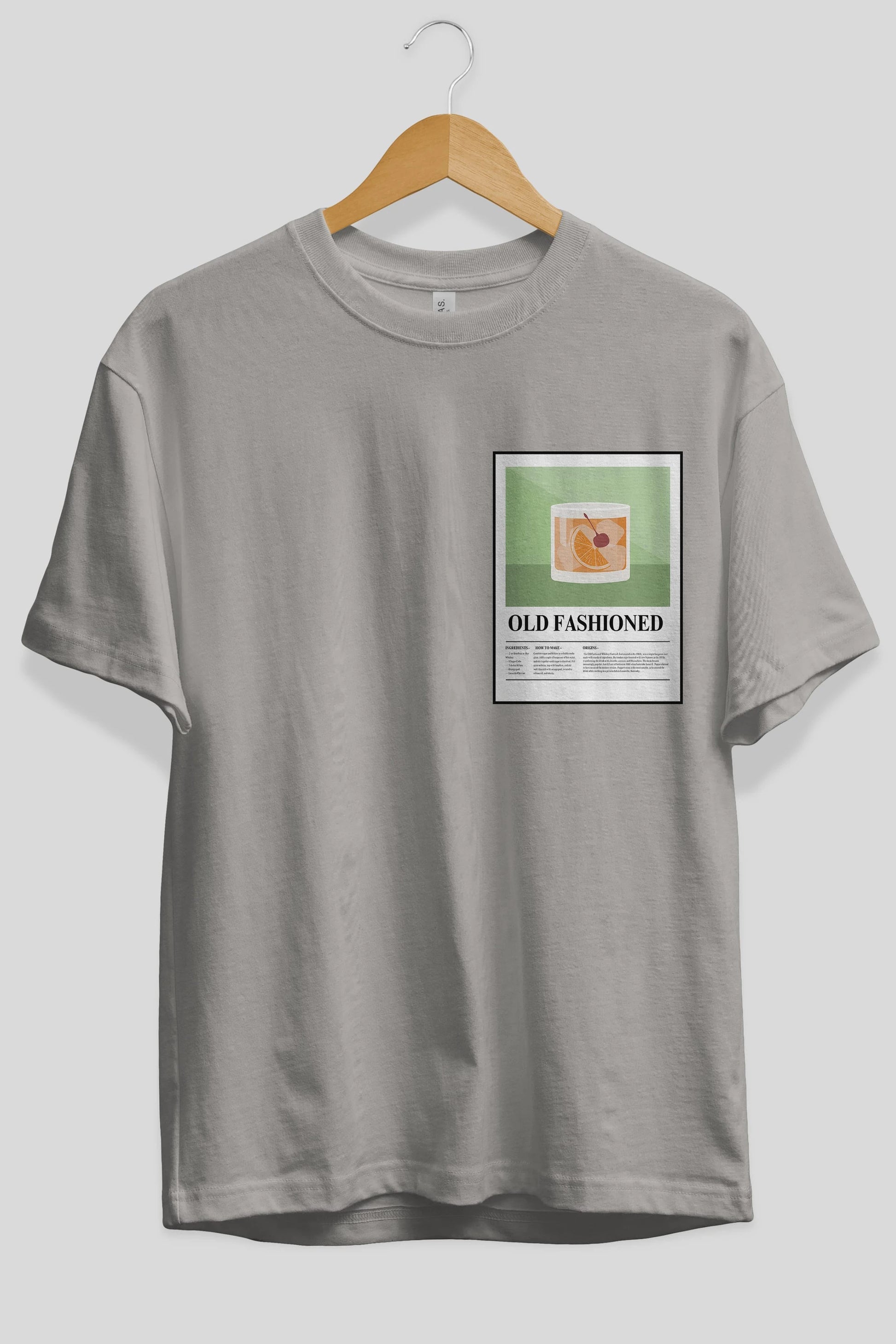 Old Fashioned Ön Sol Baskılı Oversize t-shirt Erkek Kadın Unisex %100 Pamuk Bisiklet Yaka tişort