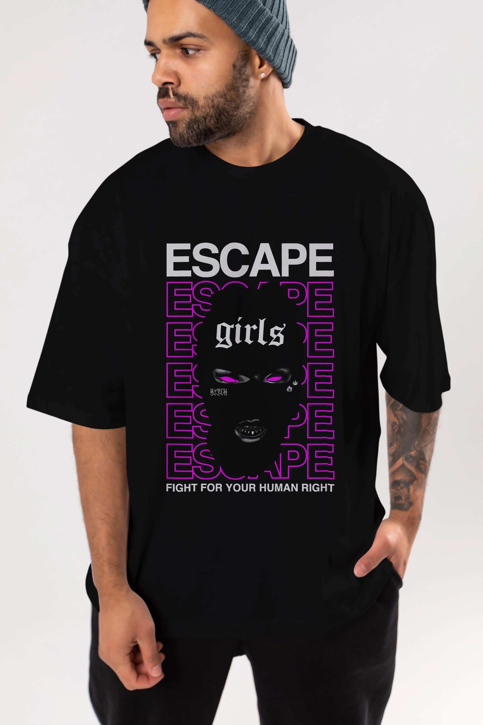 Escape Girl Ön Baskılı Oversize t-shirt Erkek Kadın Unisex