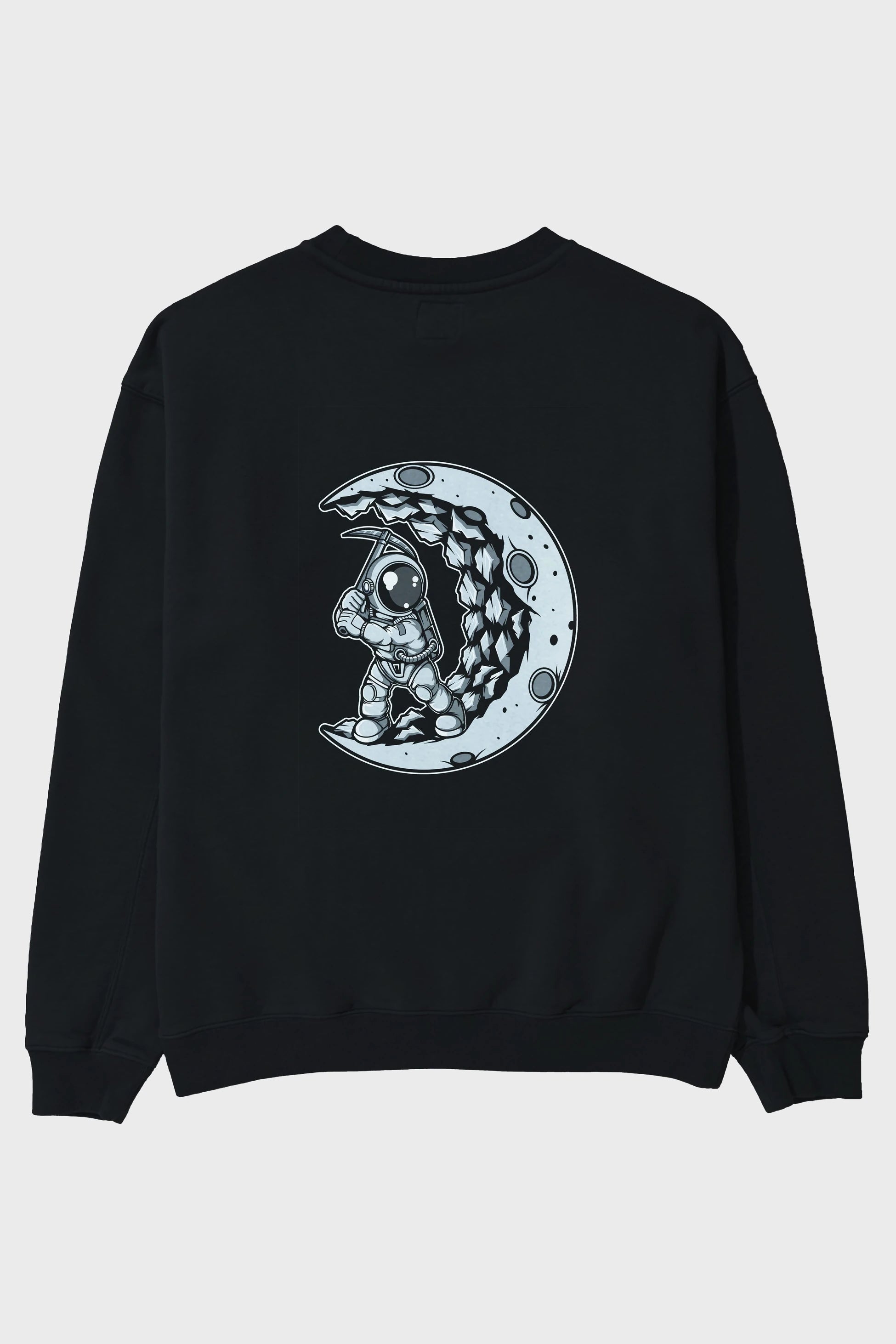 Astronaut Moon Digger Arka Baskılı Oversize Sweatshirt Erkek Kadın Unisex