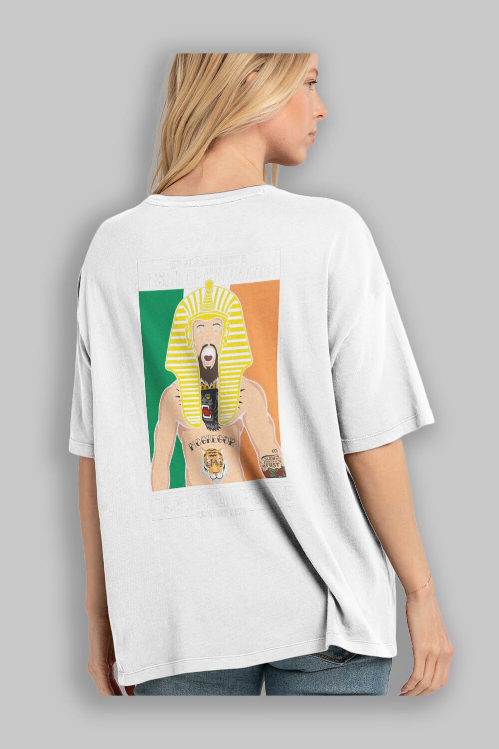 McGregor Pharaoh Arka Baskılı Oversize t-shirt Erkek Kadın Unisex %100 Pamuk tişort