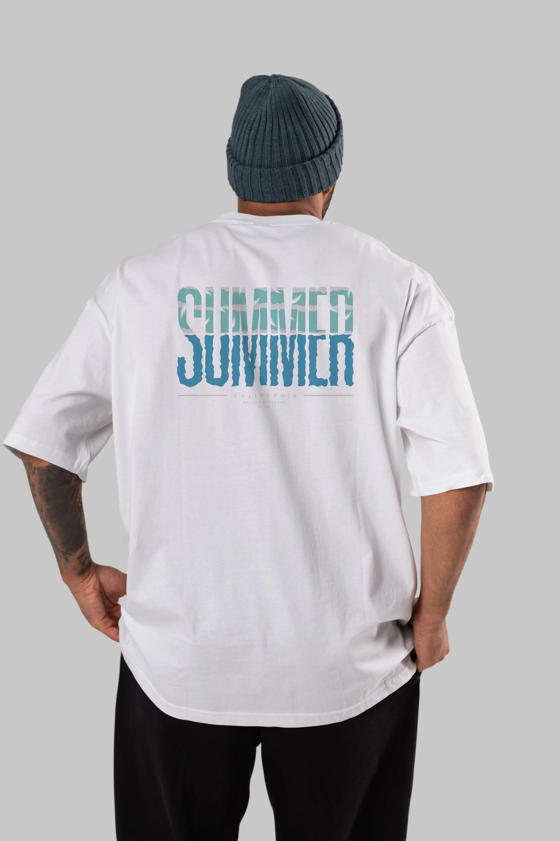 Summer California Arka Baskılı Oversize t-shirt Erkek Kadın Unisex