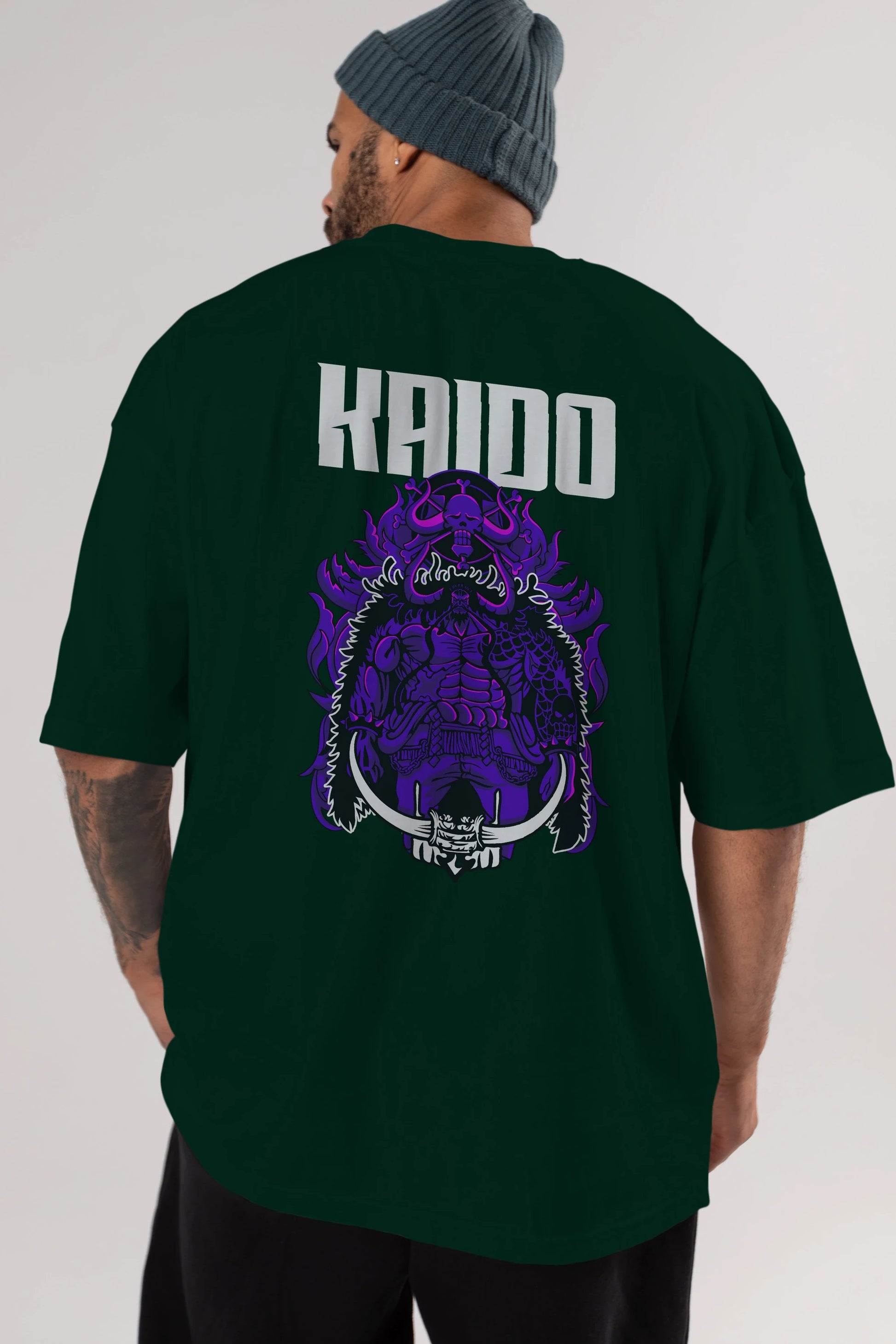 Kaido Anime Arka Baskılı Oversize t-shirt Erkek Kadın Unisex %100 pamuk tişort