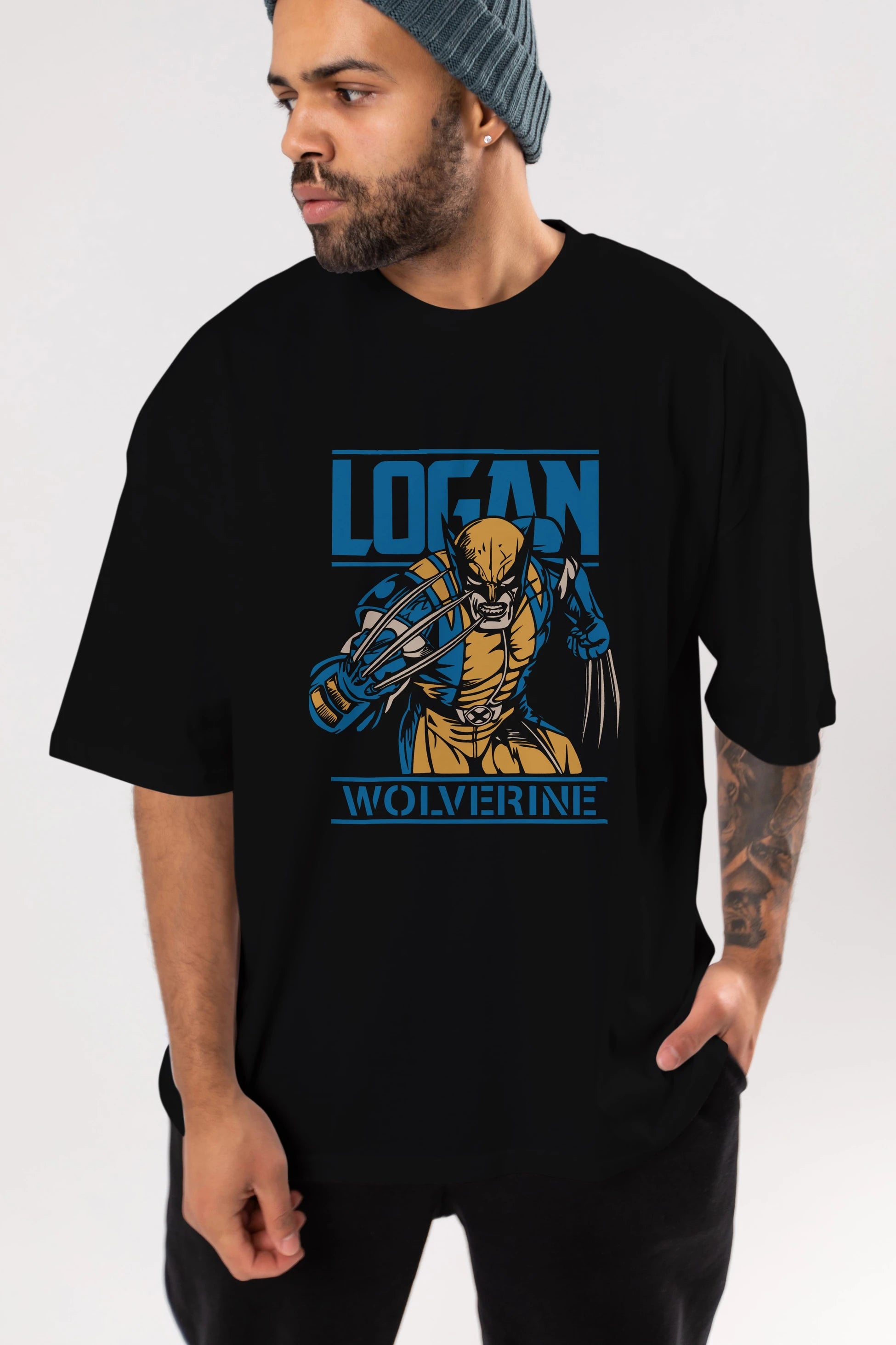 Wolverine Logan Ön Baskılı Oversize t-shirt Erkek Kadın Unisex %100 Pamuk Bisiklet Yaka tişort