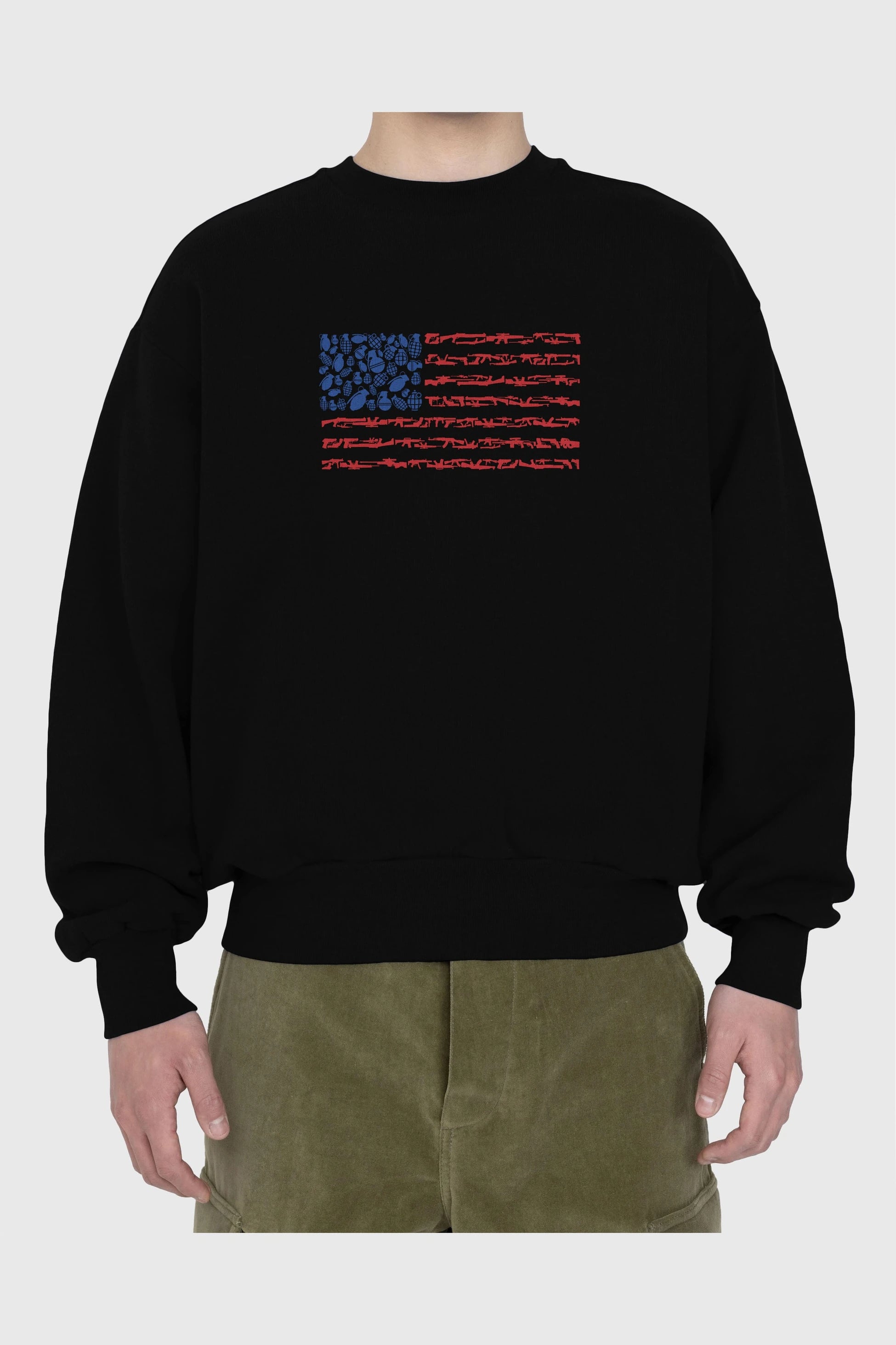 Weapon Flag Ön Baskılı Oversize Sweatshirt Erkek Kadın Unisex