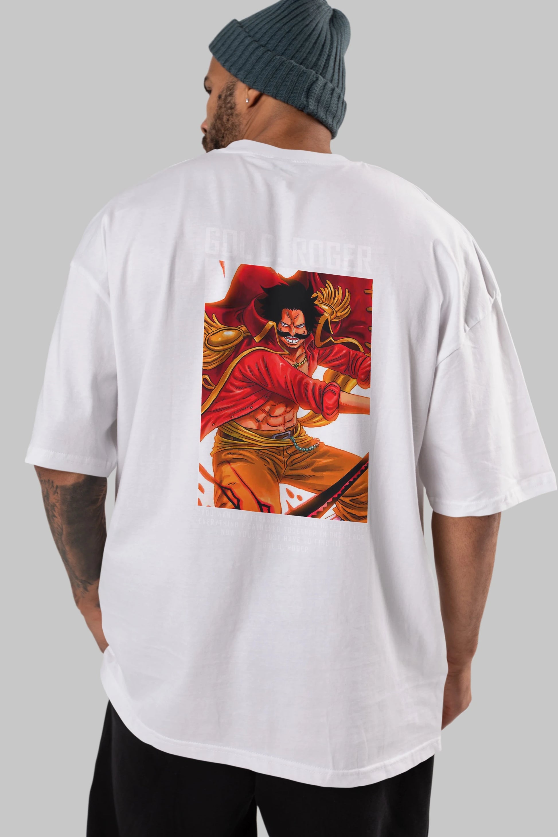 Gol D. Roger Anime Arka Baskılı Oversize t-shirt Erkek Kadın Unisex %100 pamuk tişort