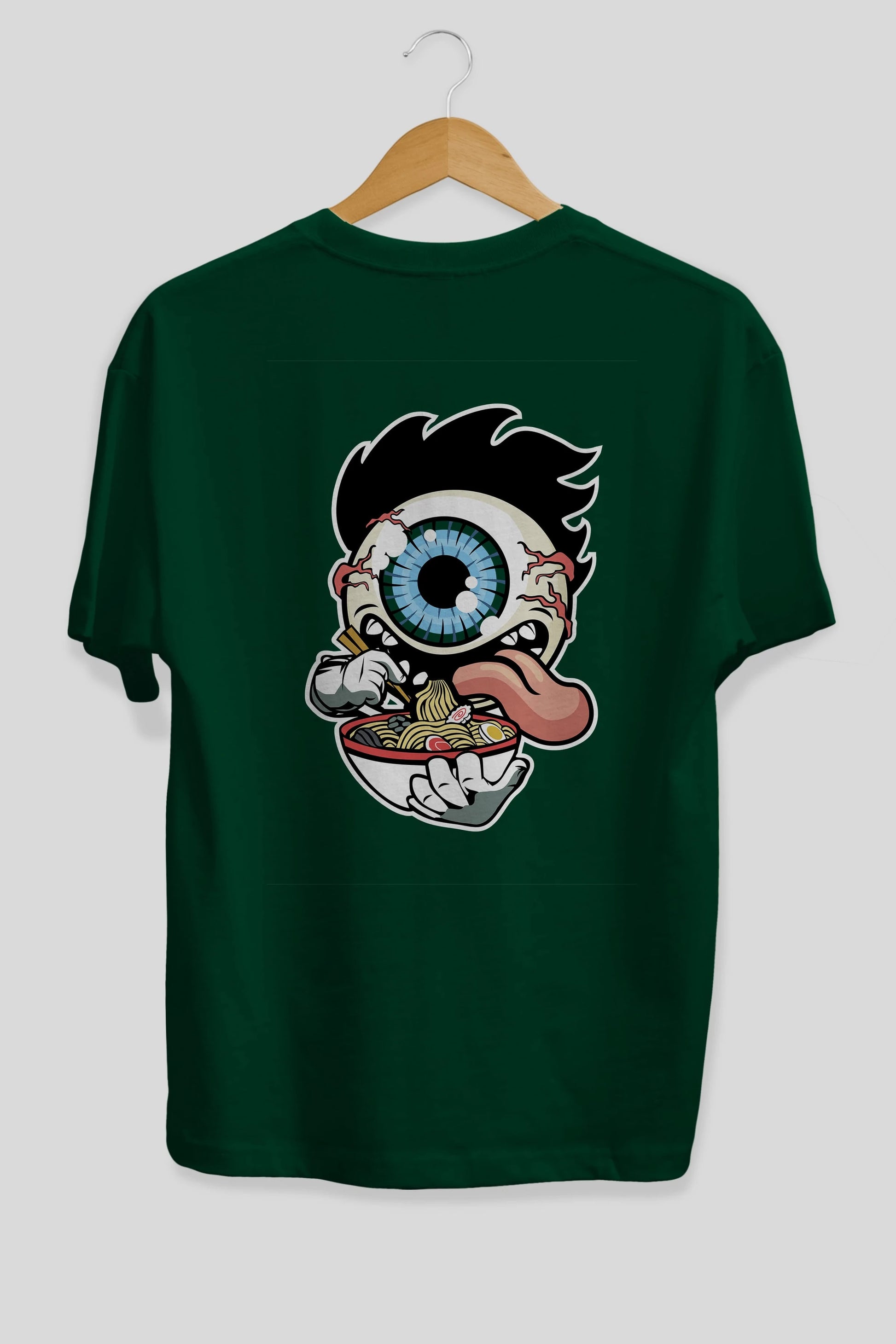 Eyeball Ramen Arka Baskılı Oversize t-shirt Erkek Kadın Unisex %100 Pamuk tişort