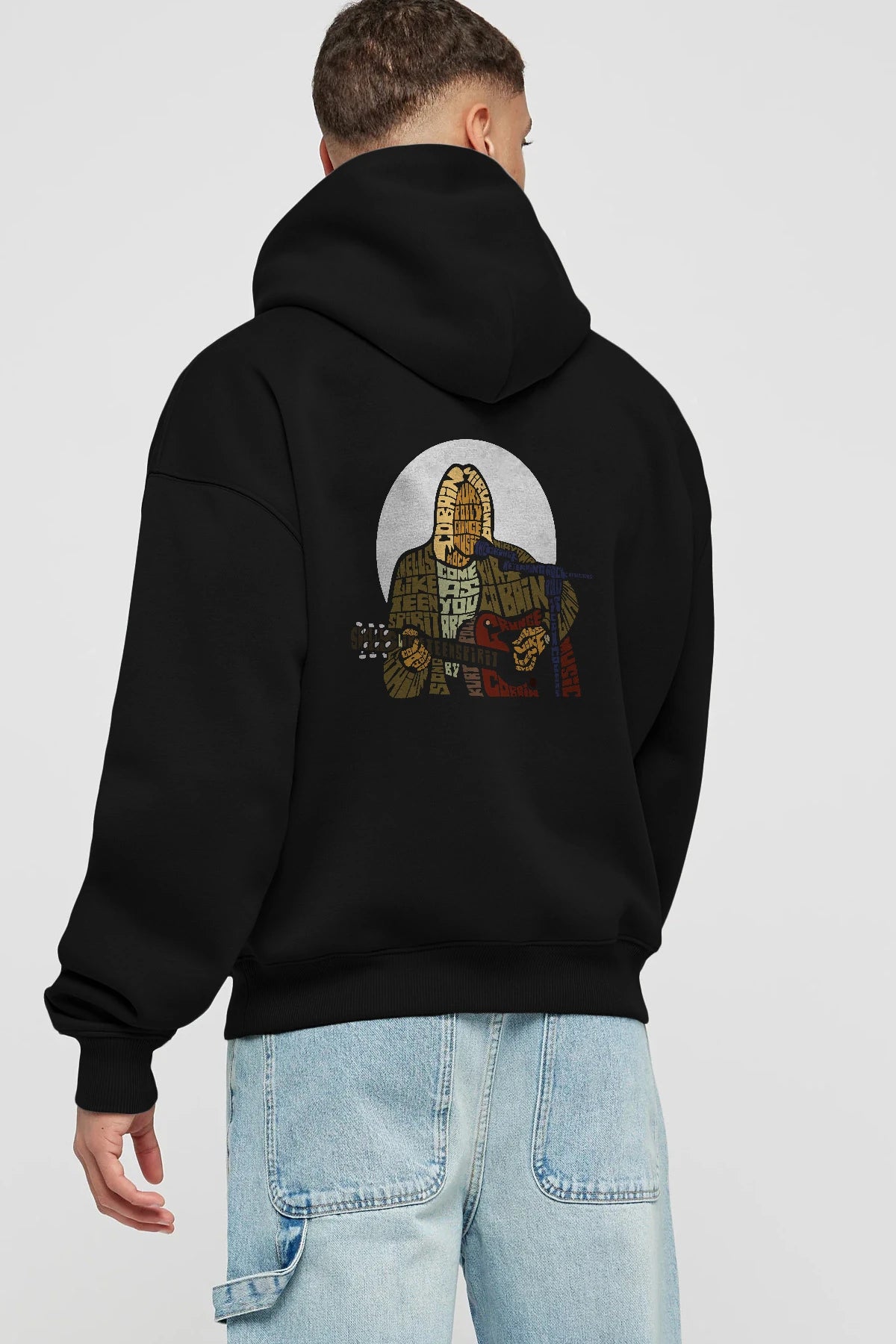 Kurt Cobain Arka Baskılı Hoodie Oversize Kapüşonlu Sweatshirt Erkek Kadın Unisex