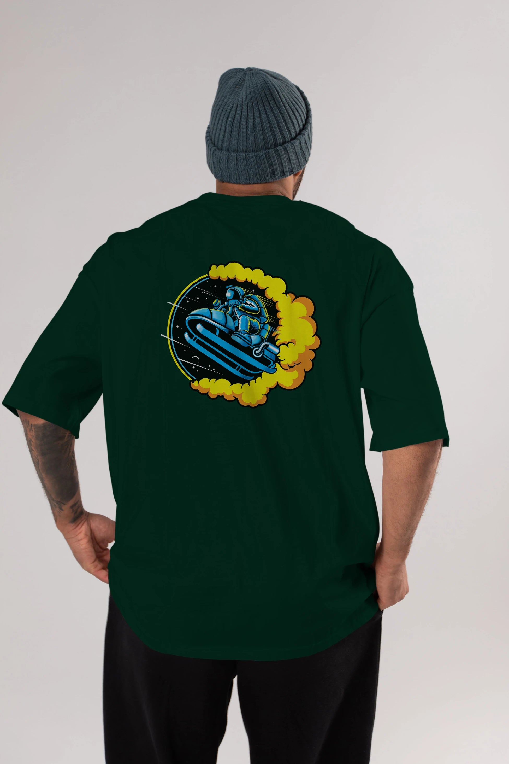 Astrojump with Snowmobile Arka Baskılı Oversize t-shirt Erkek Kadın Unisex