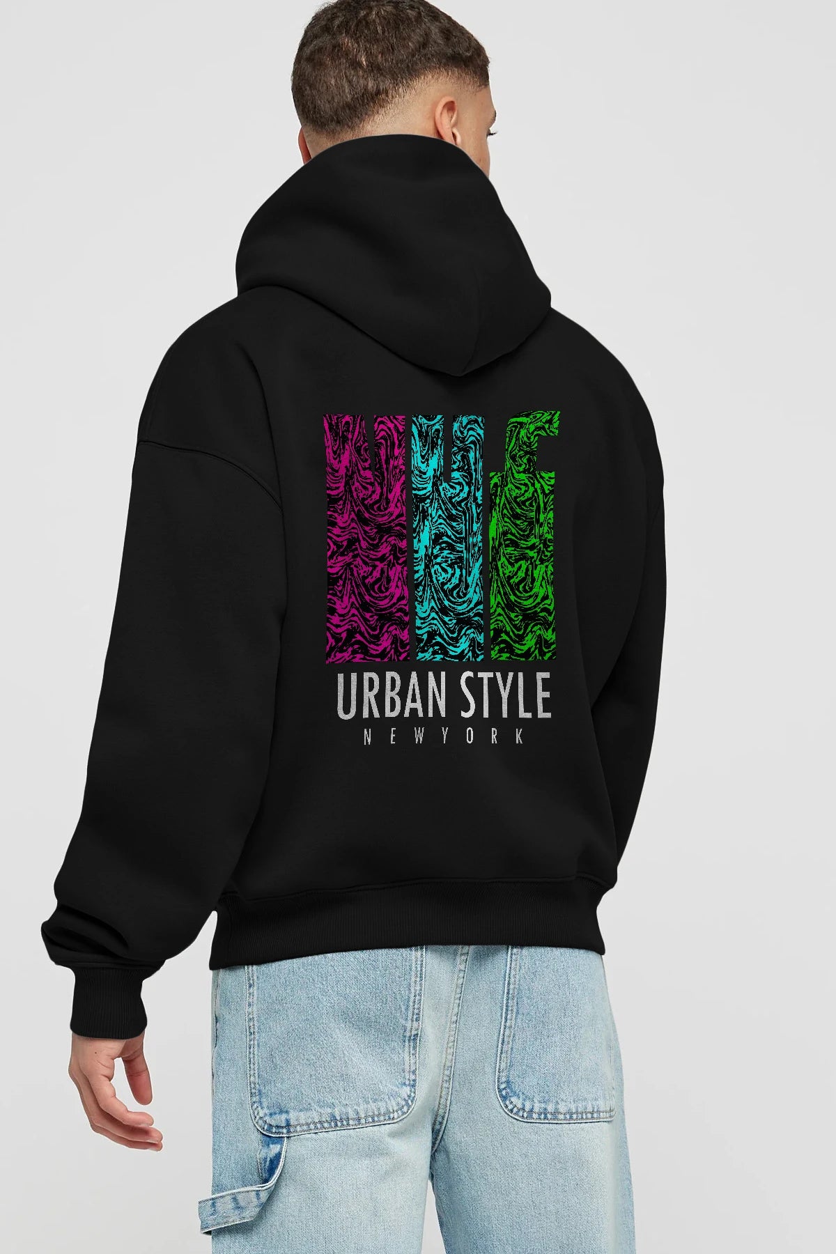 Urban Style Newyork Arka Baskılı Hoodie Oversize Kapüşonlu Sweatshirt Erkek Kadın Unisex