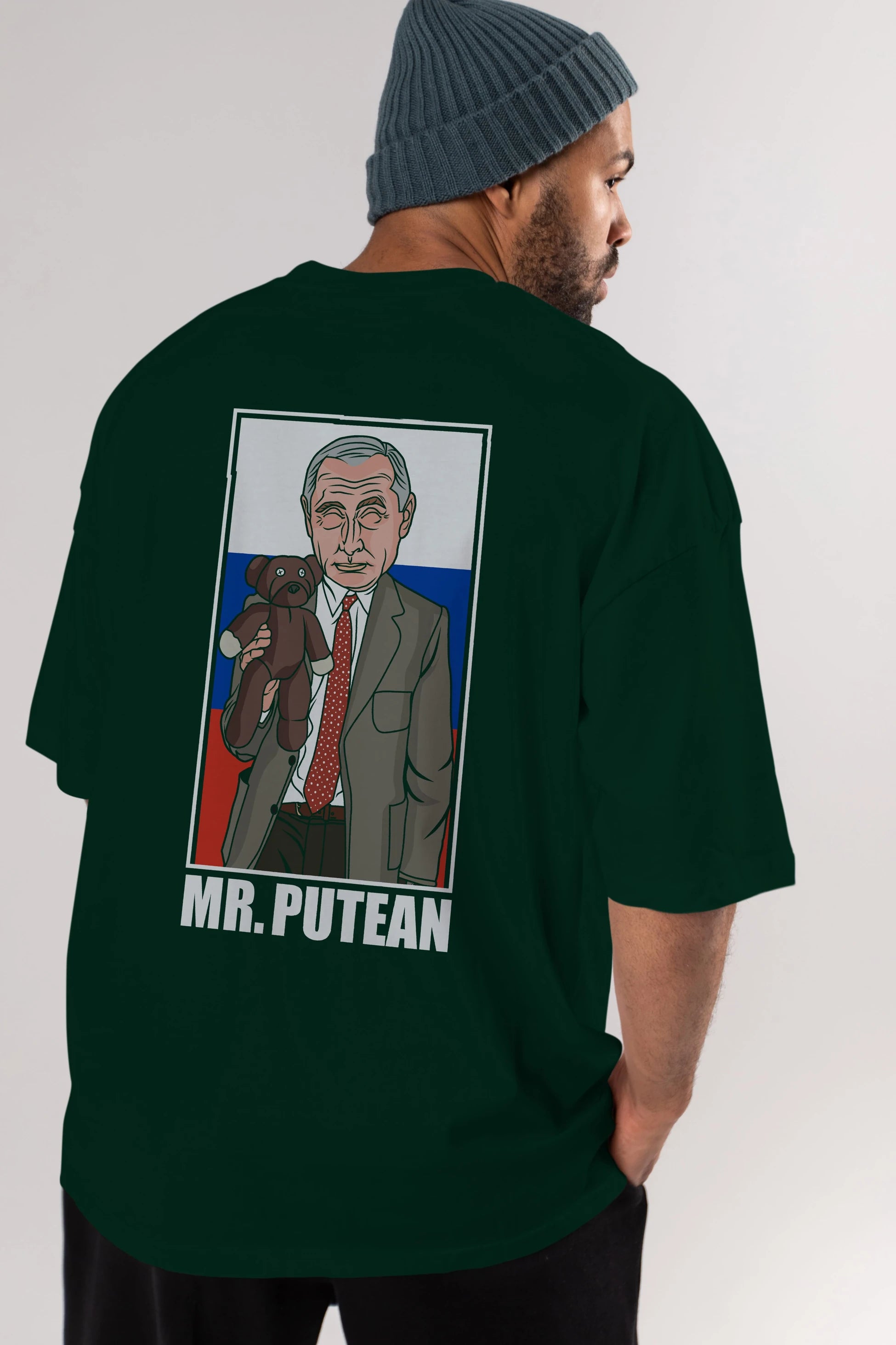 Mr Putean Arka Baskılı Oversize t-shirt Erkek Kadın Unisex %100 Pamuk tişort