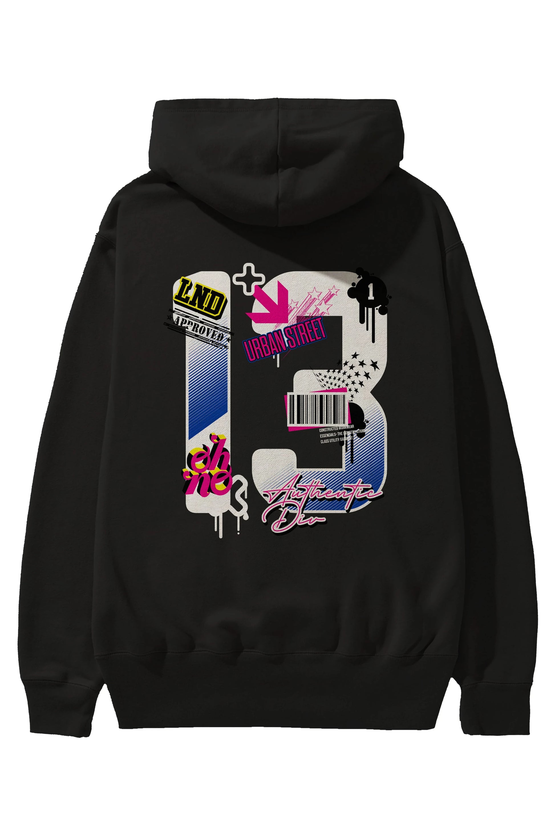 Urban Street 13 Arka Baskılı Hoodie Oversize Kapüşonlu Sweatshirt Erkek Kadın Unisex