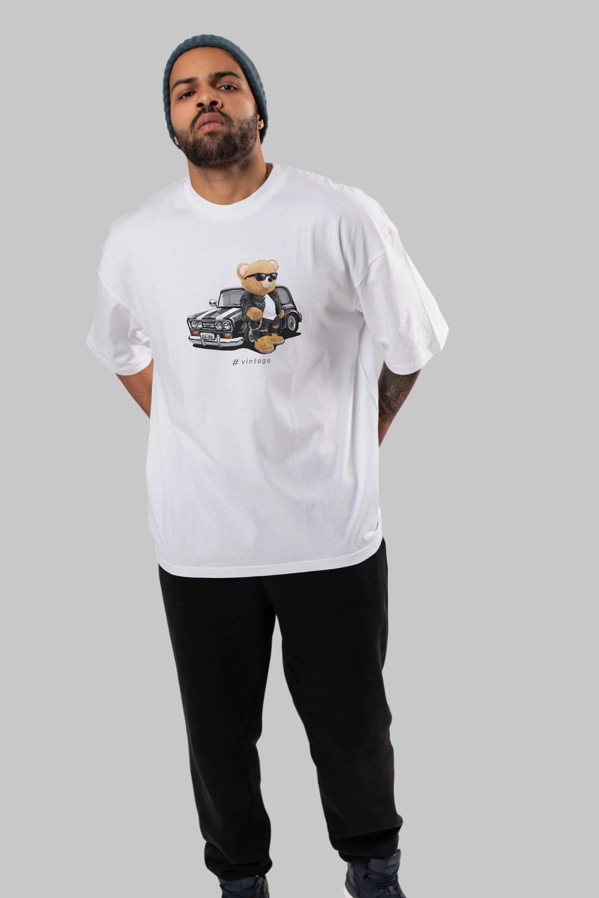 Teddy Bear Vintage Ön Baskılı Oversize t-shirt Erkek Kadın Unisex %100 Pamuk