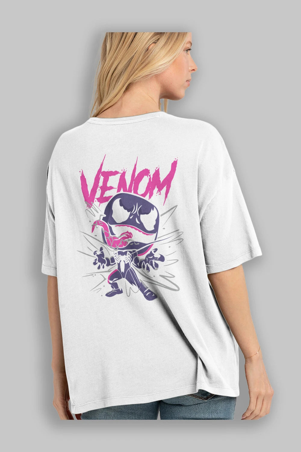 Venom (20) Arka Baskılı Oversize t-shirt Erkek Kadın Unisex %100 Pamuk Bisiklet Yaka tişort