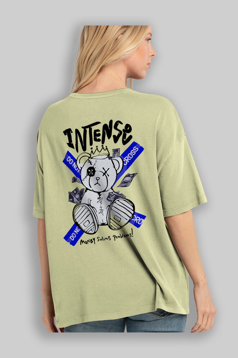 Teddy Bear intense Arka Baskılı Oversize t-shirt Erkek Kadın Unisex
