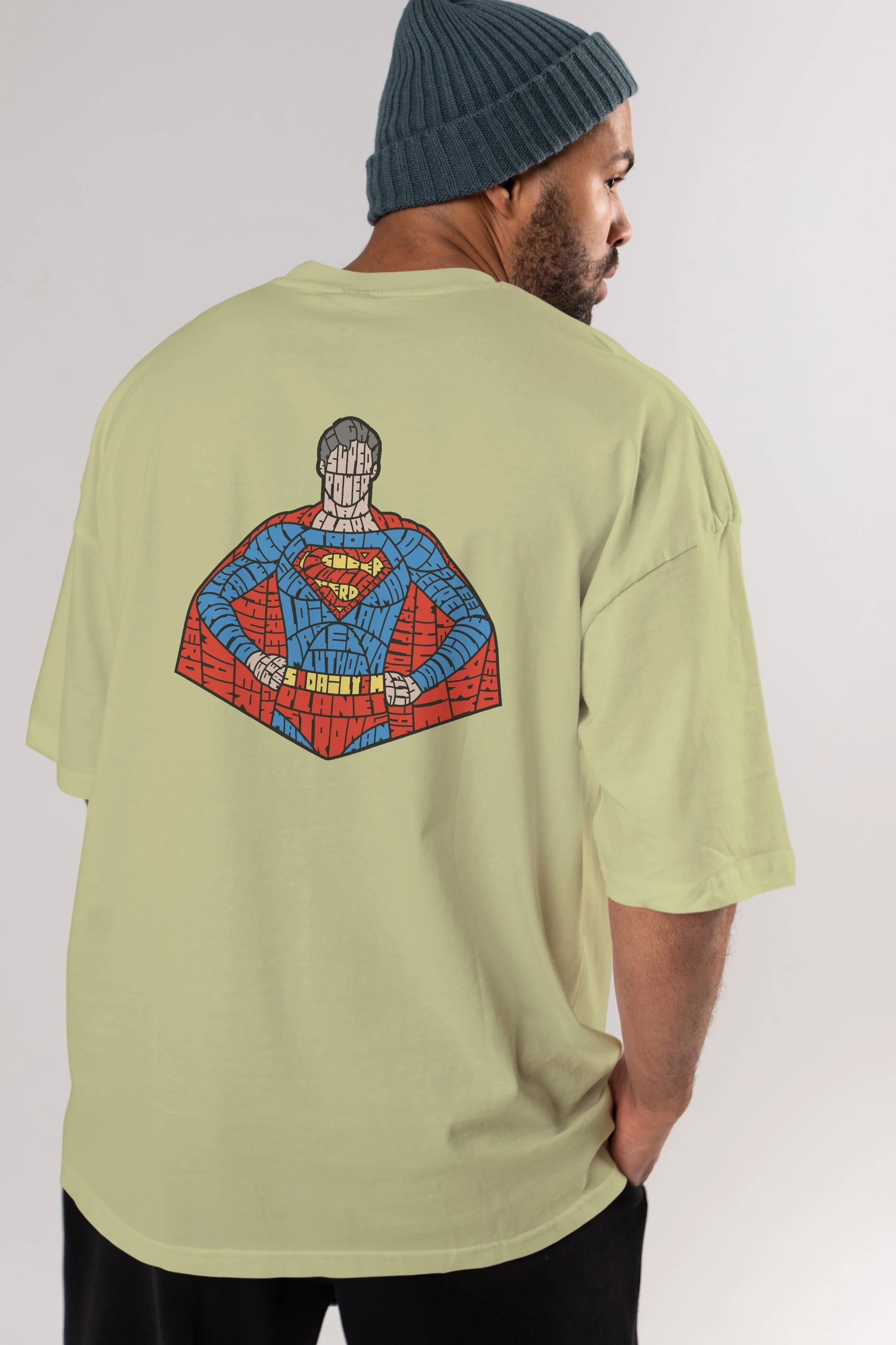 Kryptonian Arka Baskılı Oversize t-shirt %100 pamuk Erkek Kadın Unisex