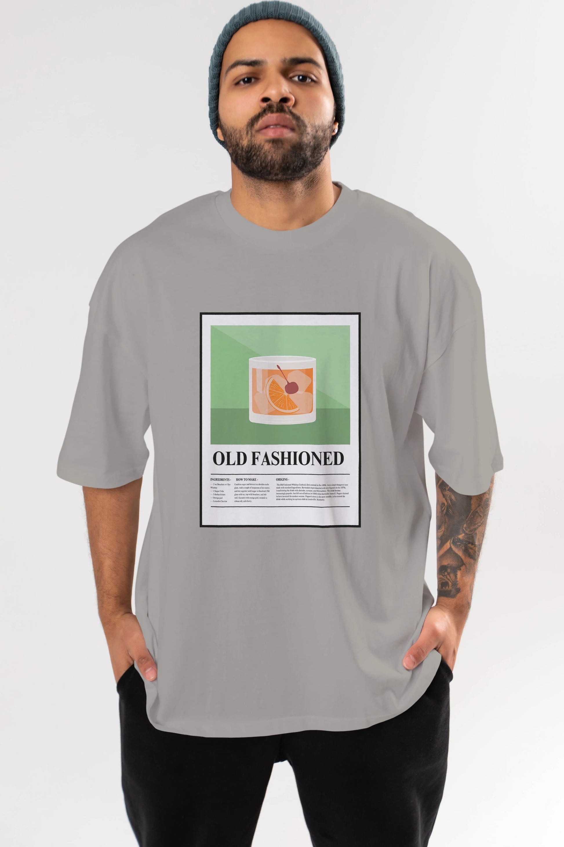 Old Fashioned Ön Baskılı Oversize t-shirt Erkek Kadın Unisex %100 Pamuk Bisiklet Yaka tişort