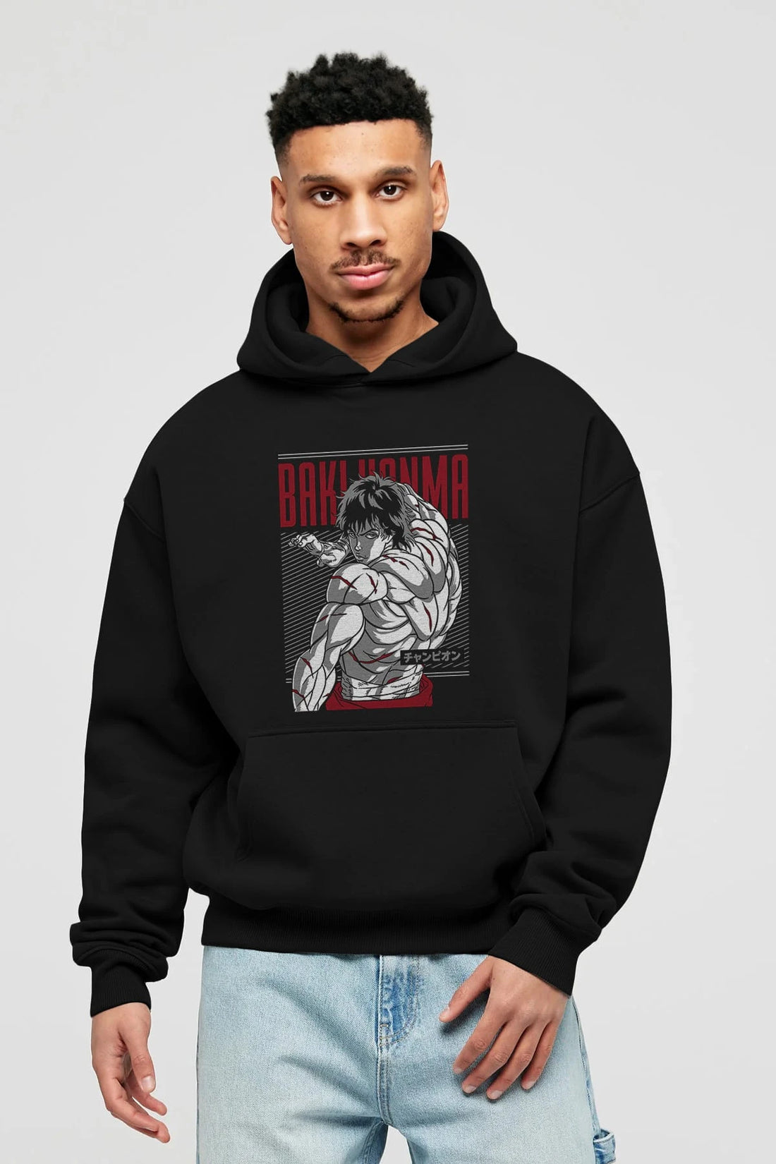 BAKI HANMA Anime Ön Baskılı Hoodie Oversize Kapüşonlu Sweatshirt Erkek Kadın Unisex