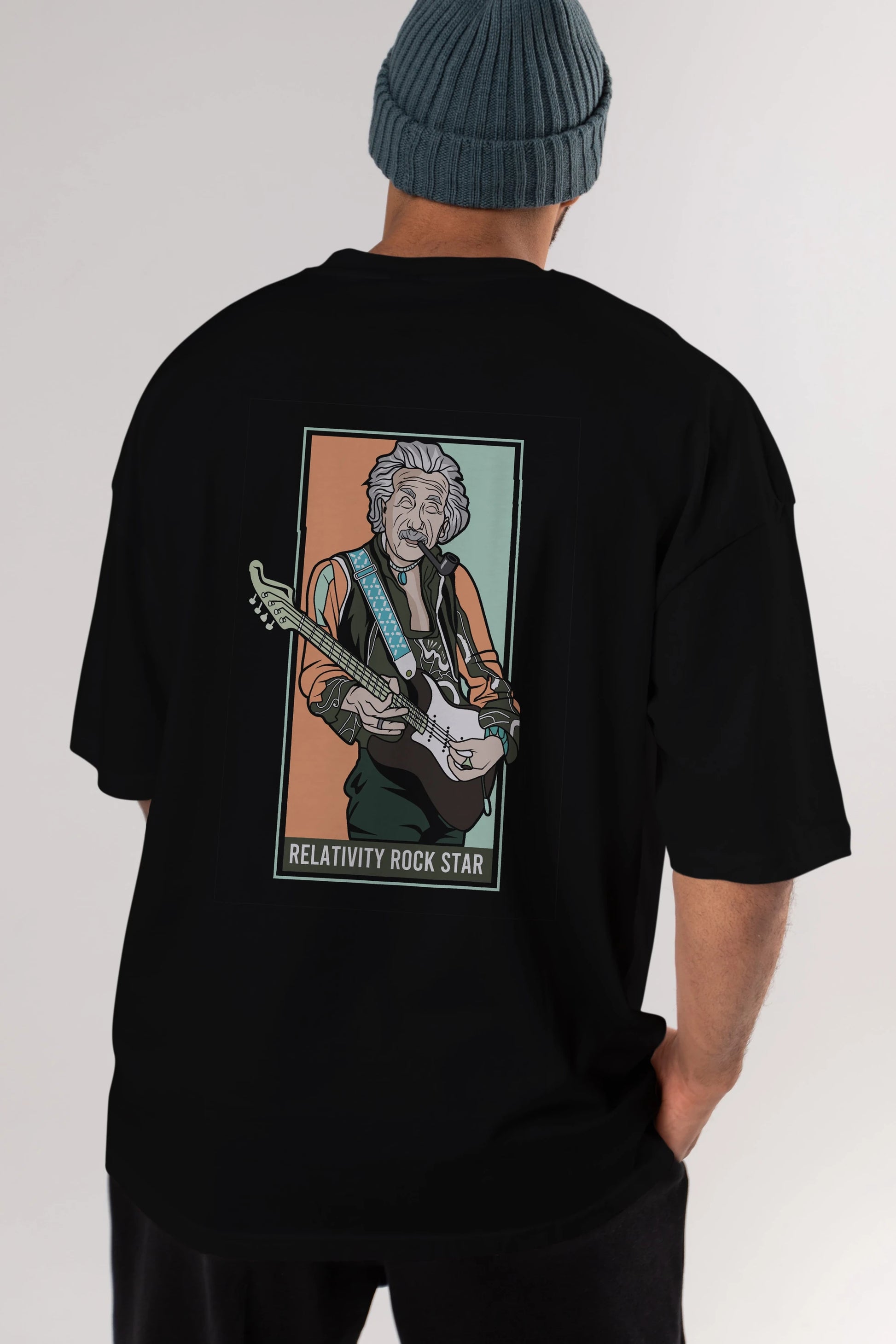 Jimmy Einstein Arka Baskılı Oversize t-shirt Erkek Kadın Unisex %100 Pamuk tişort