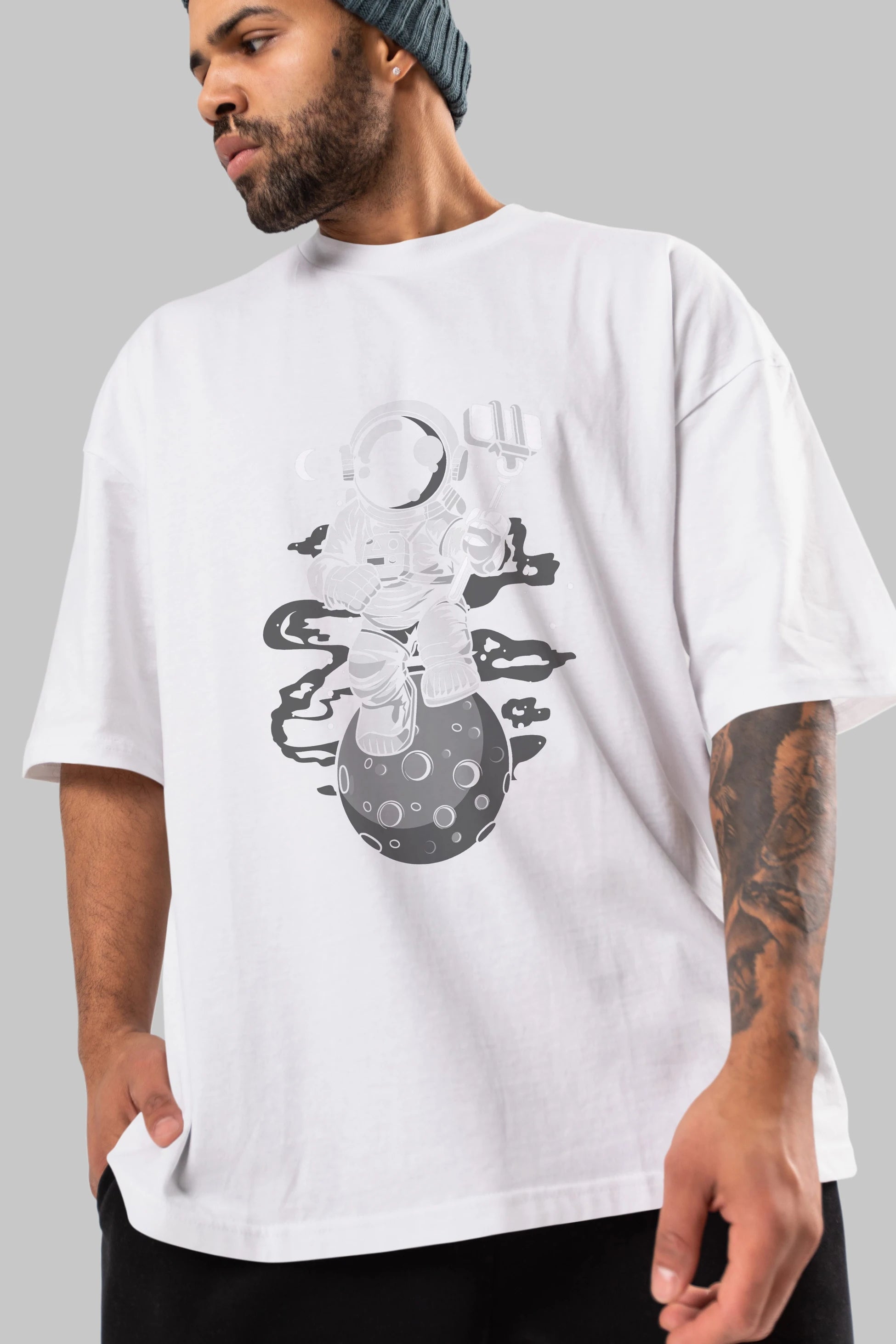 Astronaut Selfie Ön Baskılı Oversize t-shirt Erkek Kadın Unisex