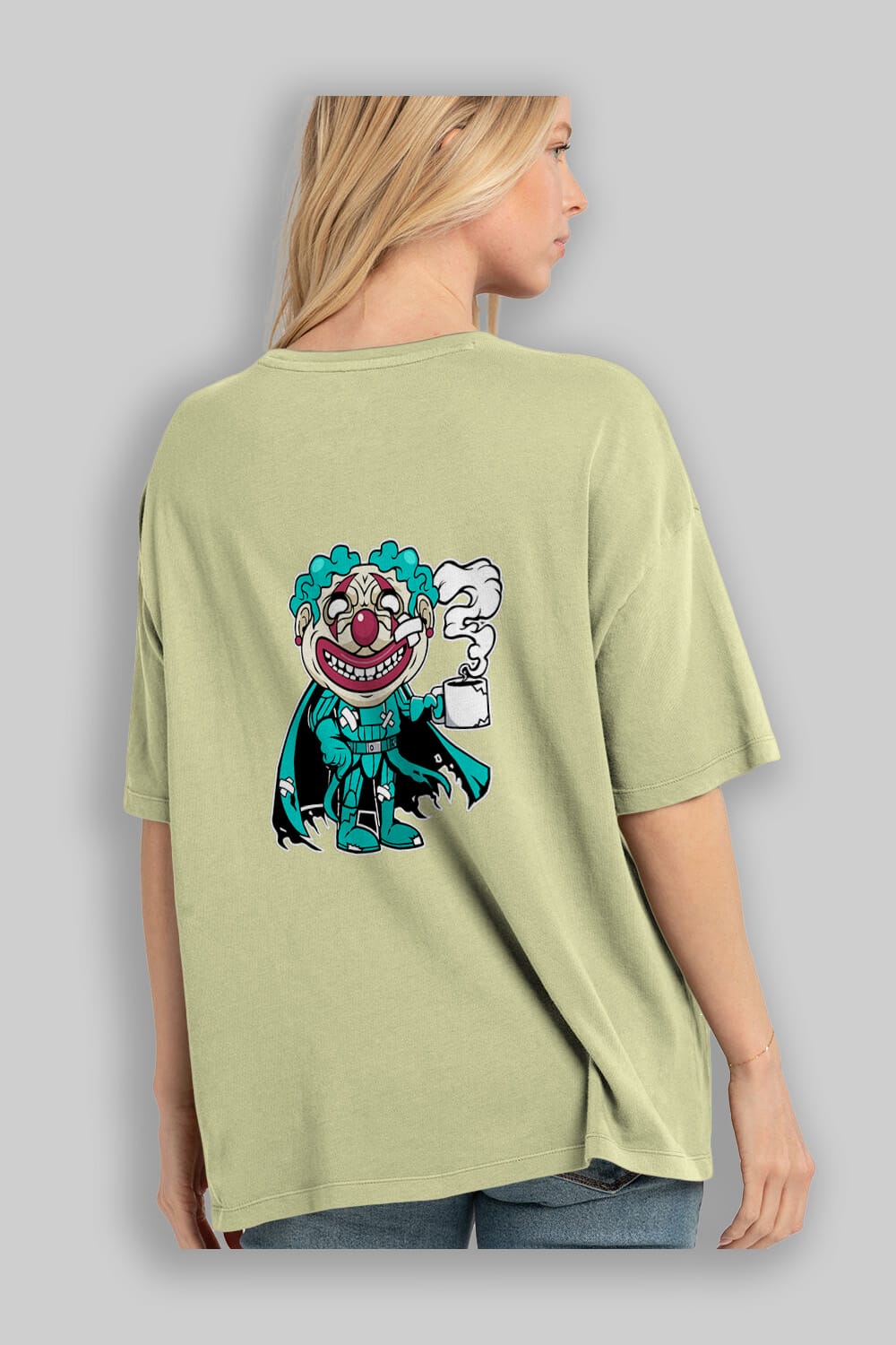 Super Clown Arka Baskılı Oversize t-shirt Erkek Kadın Unisex %100 Pamuk tişort