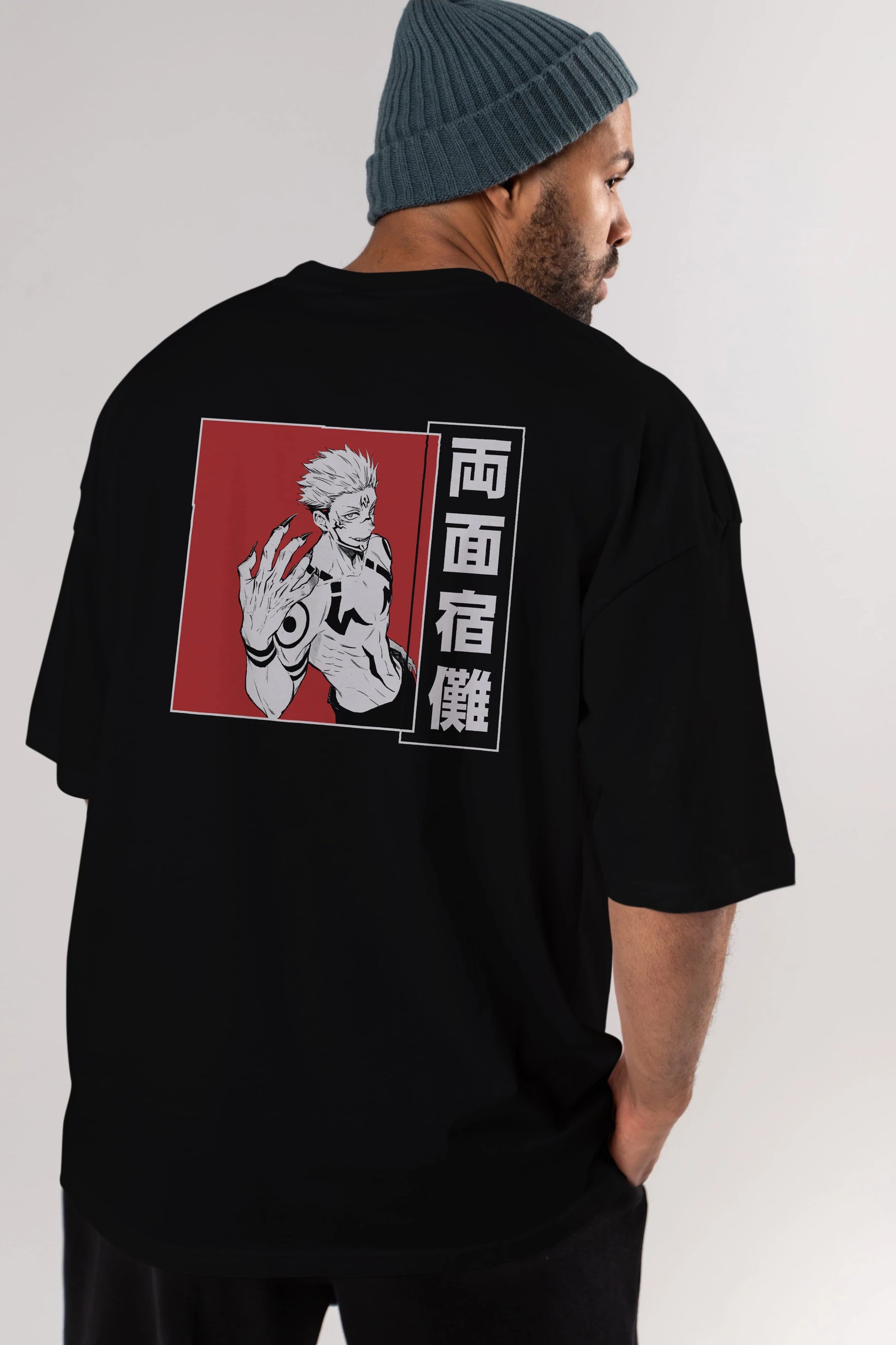 Sukuna Ryoumen 2 Anime Arka Baskılı Oversize t-shirt Erkek Kadın Unisex