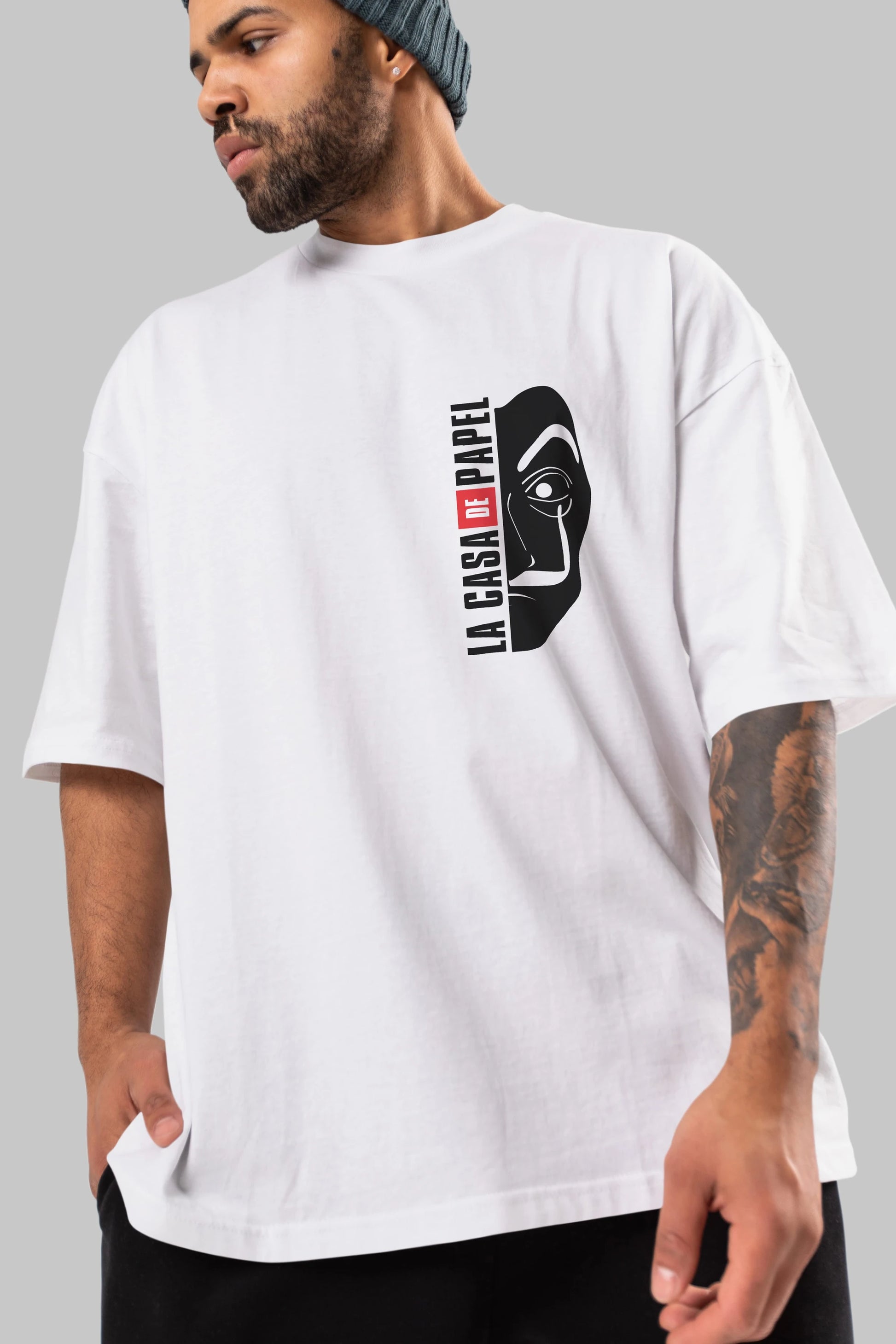 La Casa De Papel (3) Ön Sol Baskılı Oversize t-shirt Erkek Kadın Unisex %100 Pamuk Bisiklet Yaka tişort