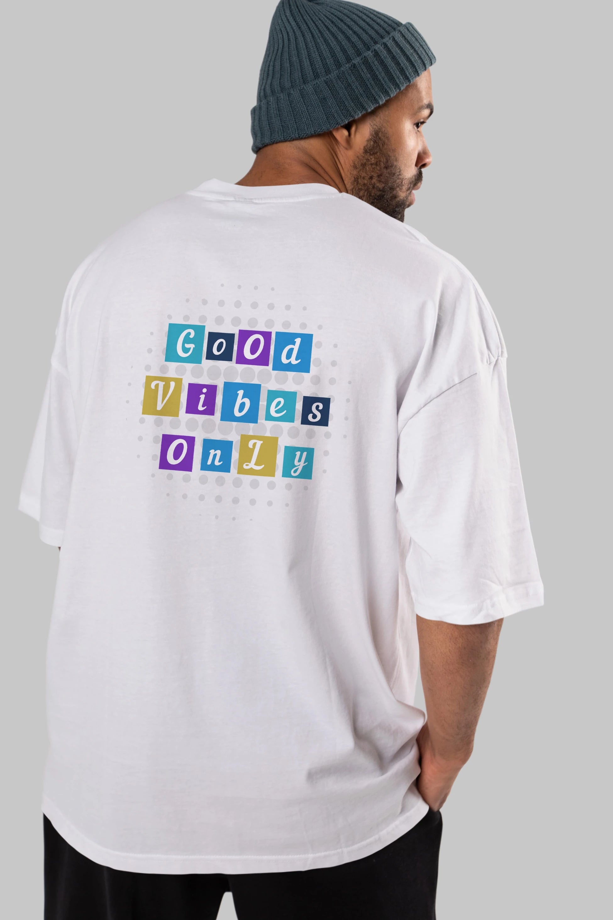 Good Vibes Only Yazılı 3 Arka Baskılı Oversize t-shirt Erkek Kadın Unisex