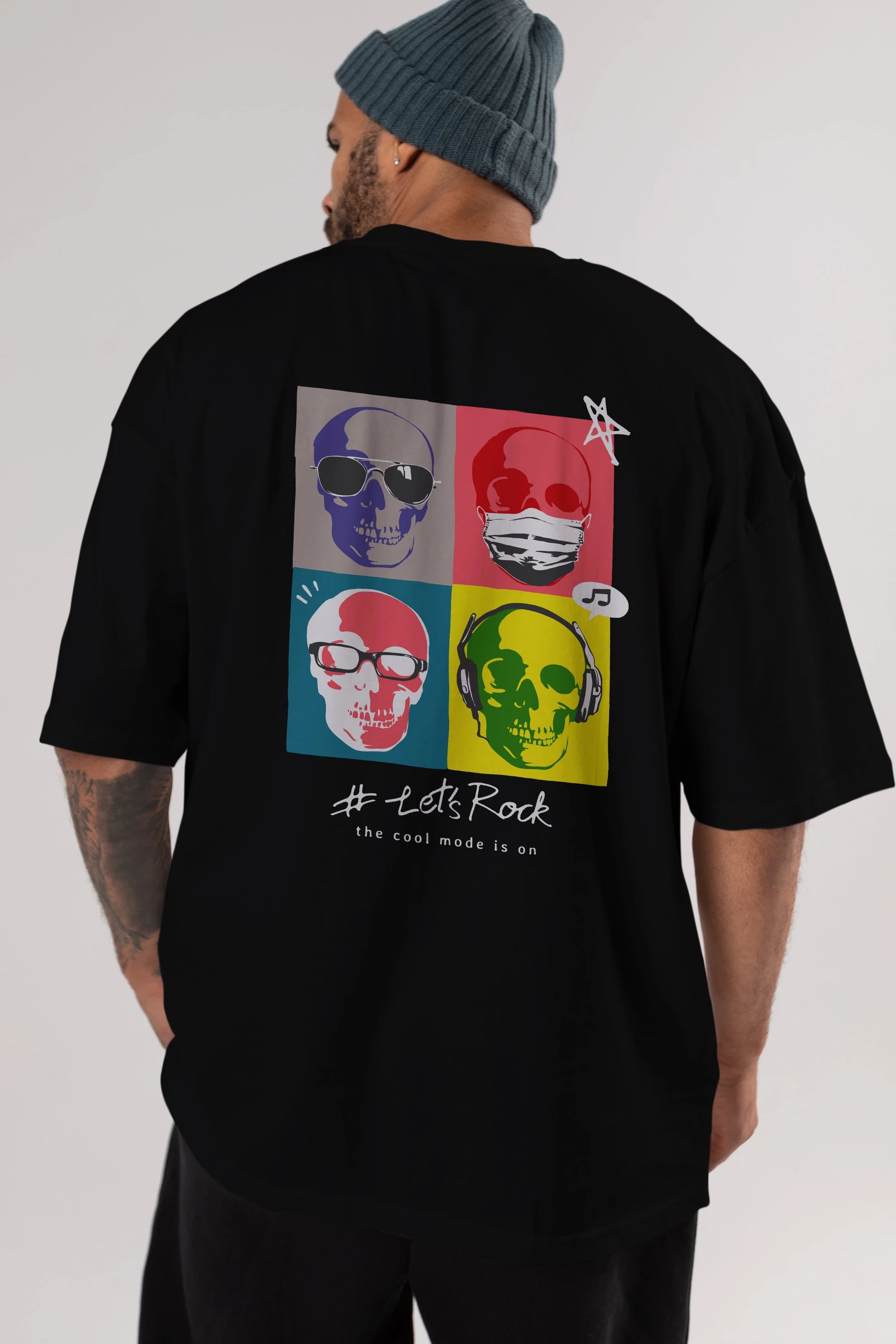 Lets Rock Arka Baskılı Oversize t-shirt Erkek Kadın Unisex