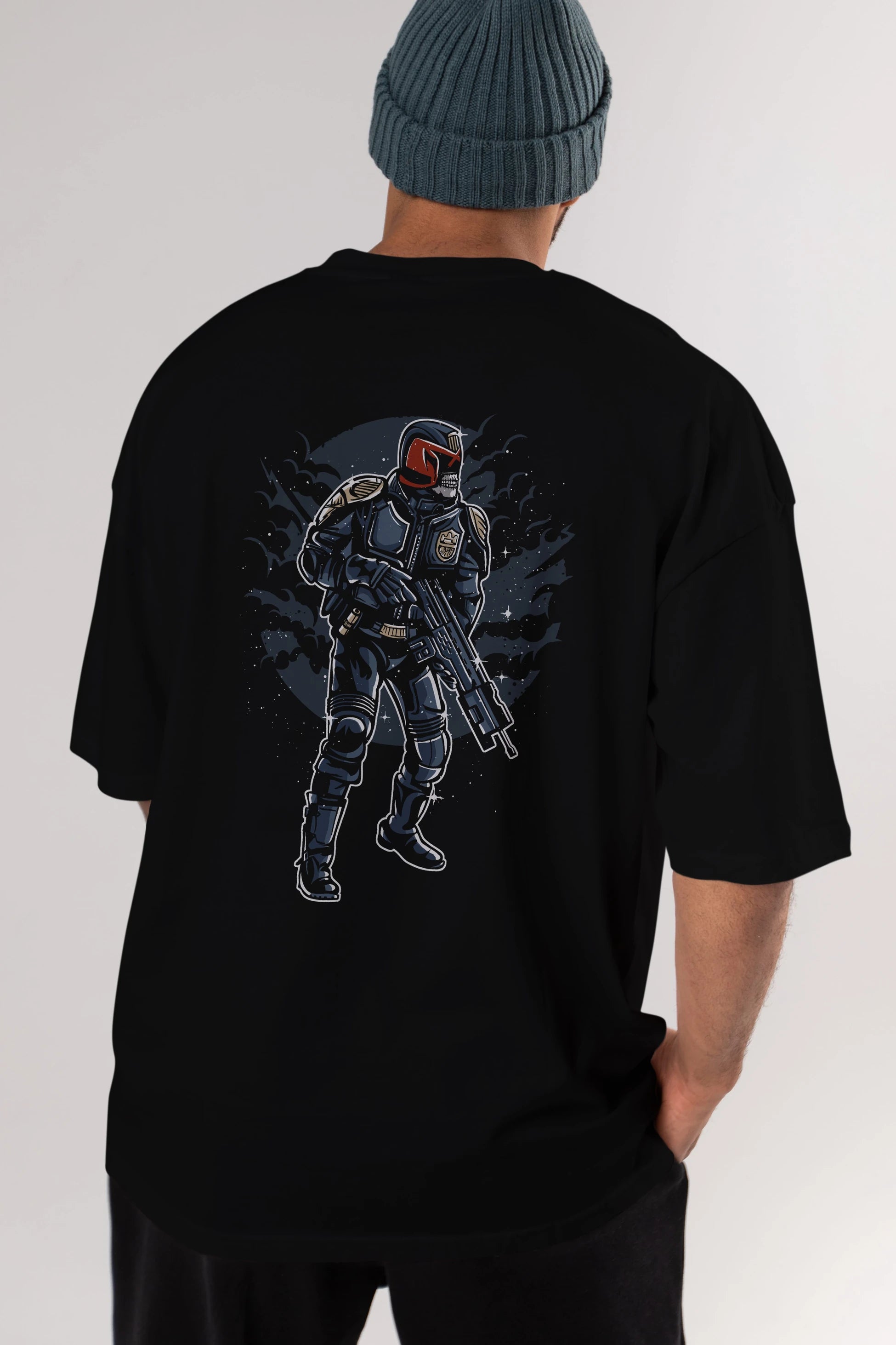 Judge Skull Arka Baskılı Oversize t-shirt Erkek Kadın Unisex %100 Pamuk