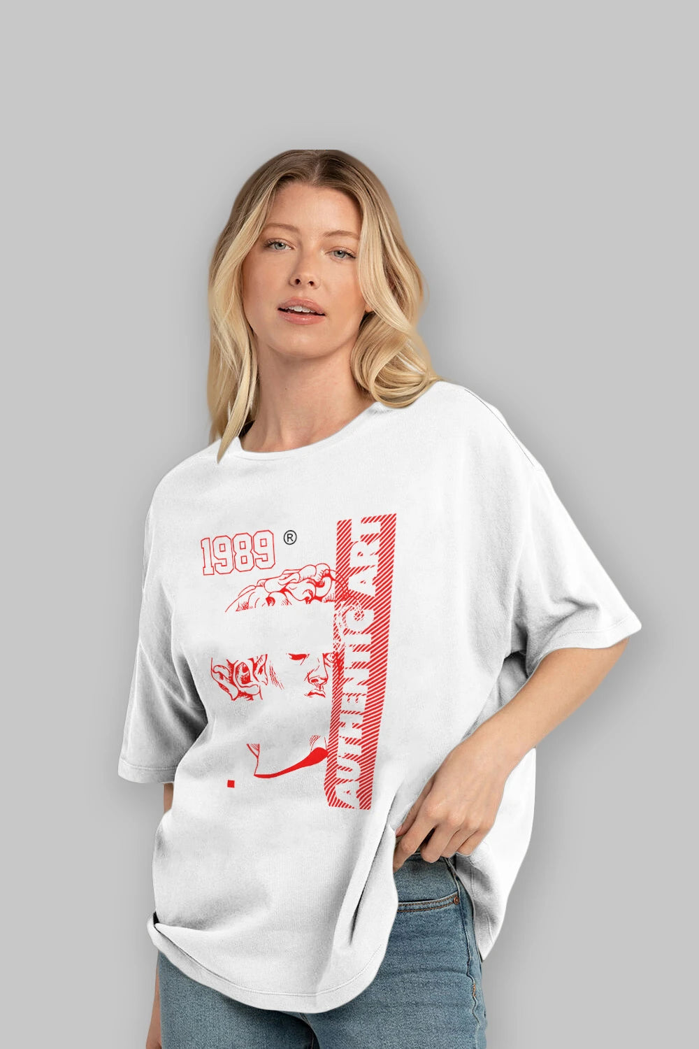Authentic Art Ön Baskılı Oversize t-shirt Erkek Kadın Unisex