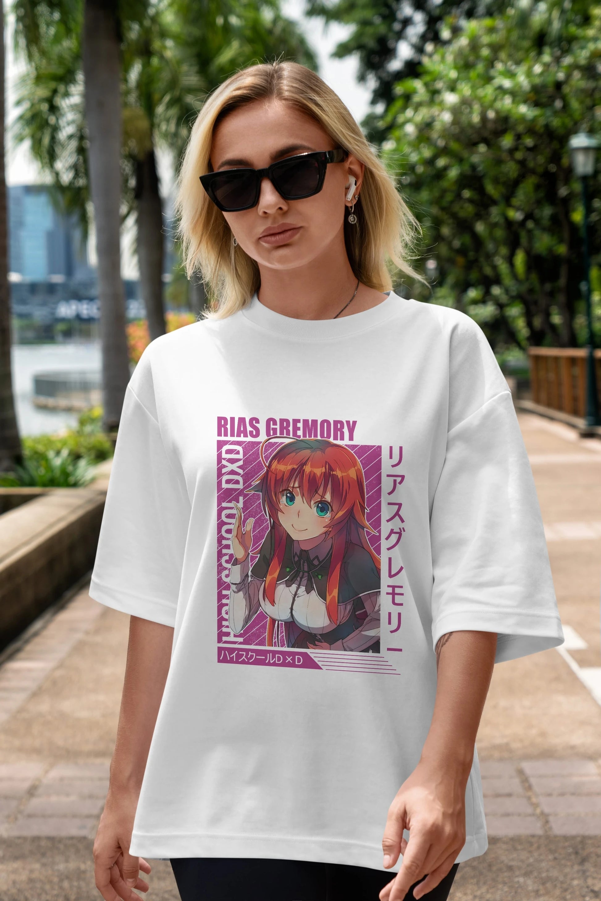 Rias Gremory 10 Anime Ön Baskılı Oversize t-shirt %100 pamuk Erkek Kadın Unisex