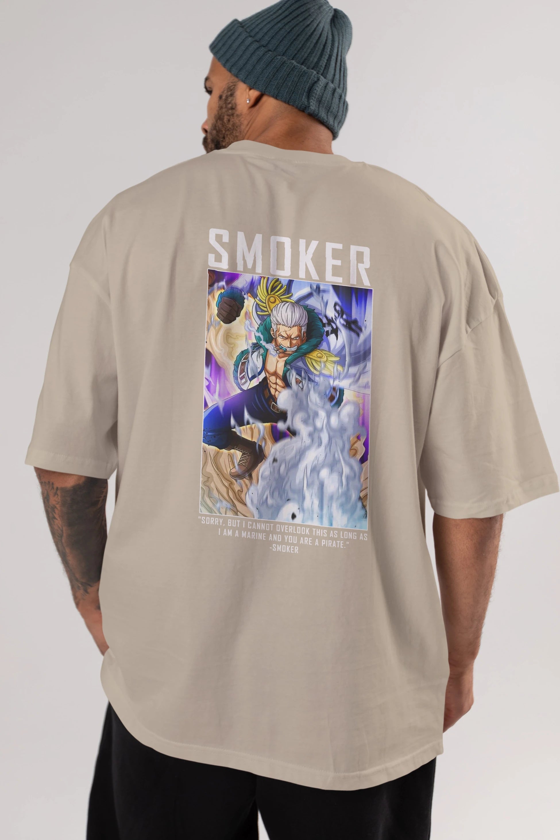Smoker Anime Arka Baskılı Oversize t-shirt Erkek Kadın Unisex %100 pamuk tişort