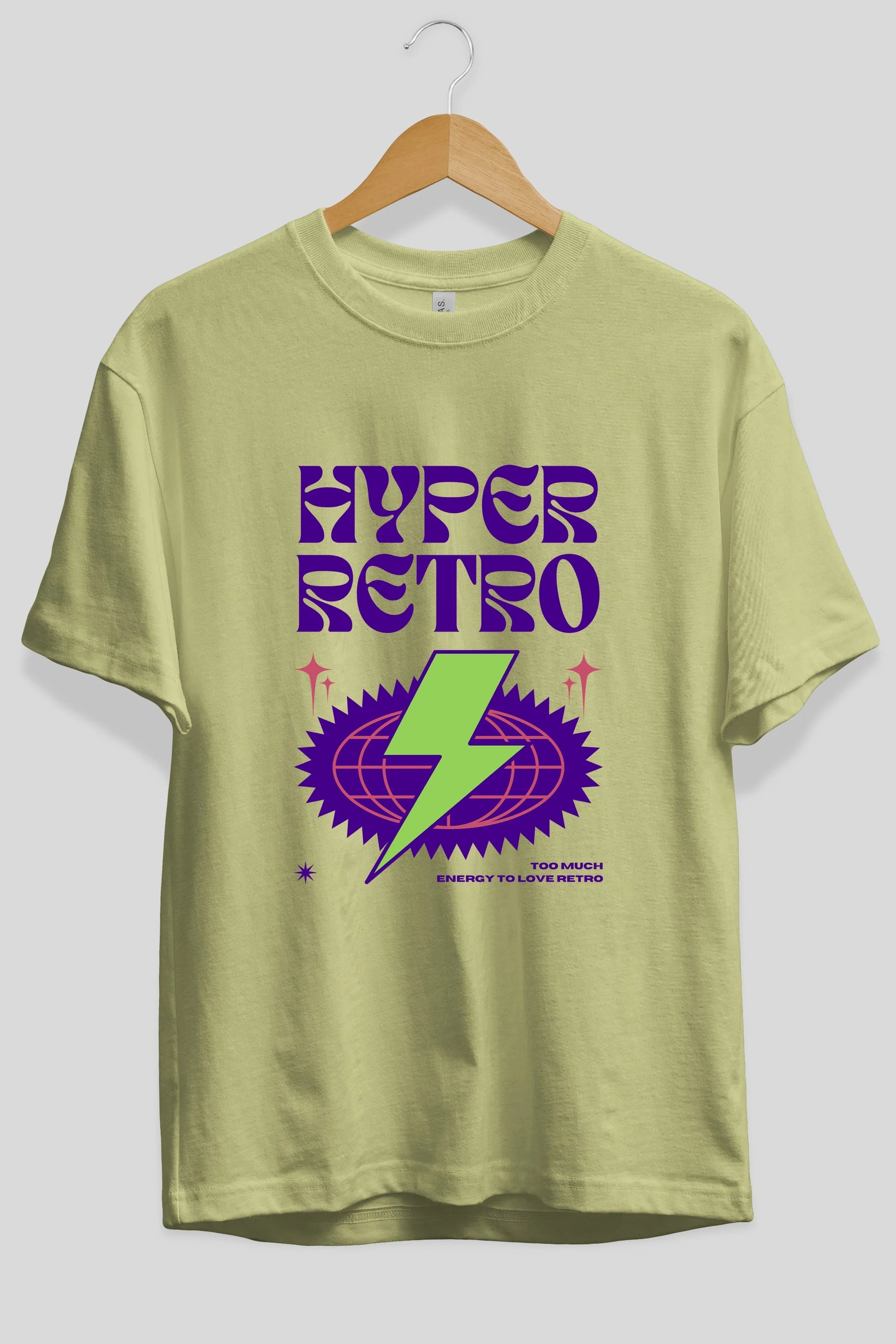 Hyper Retro Yazılı Ön Baskılı Oversize t-shirt Erkek Kadın Unisex