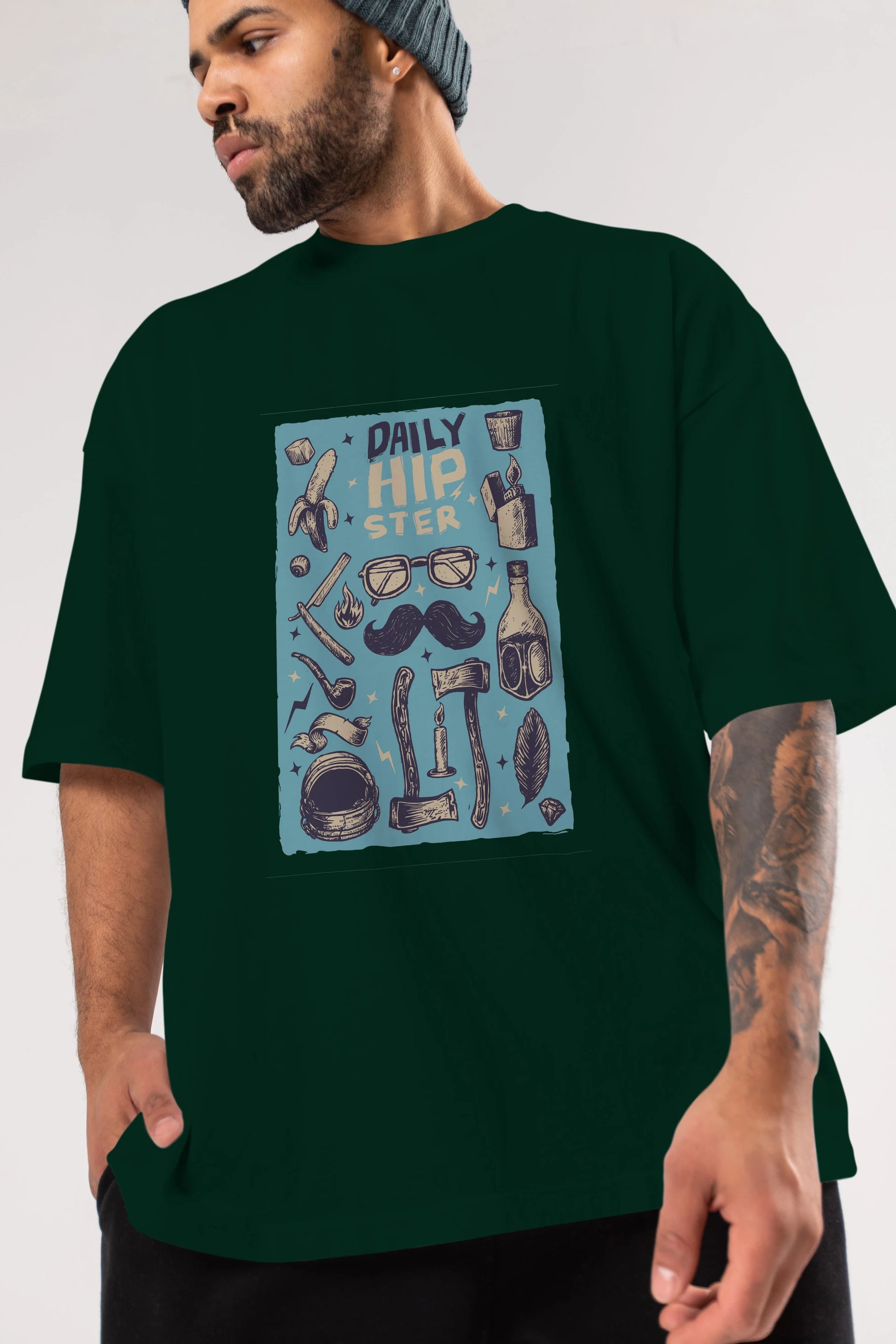 Hipster Ön Baskılı Oversize t-shirt Erkek Kadın Unisex %100 Pamuk tişort