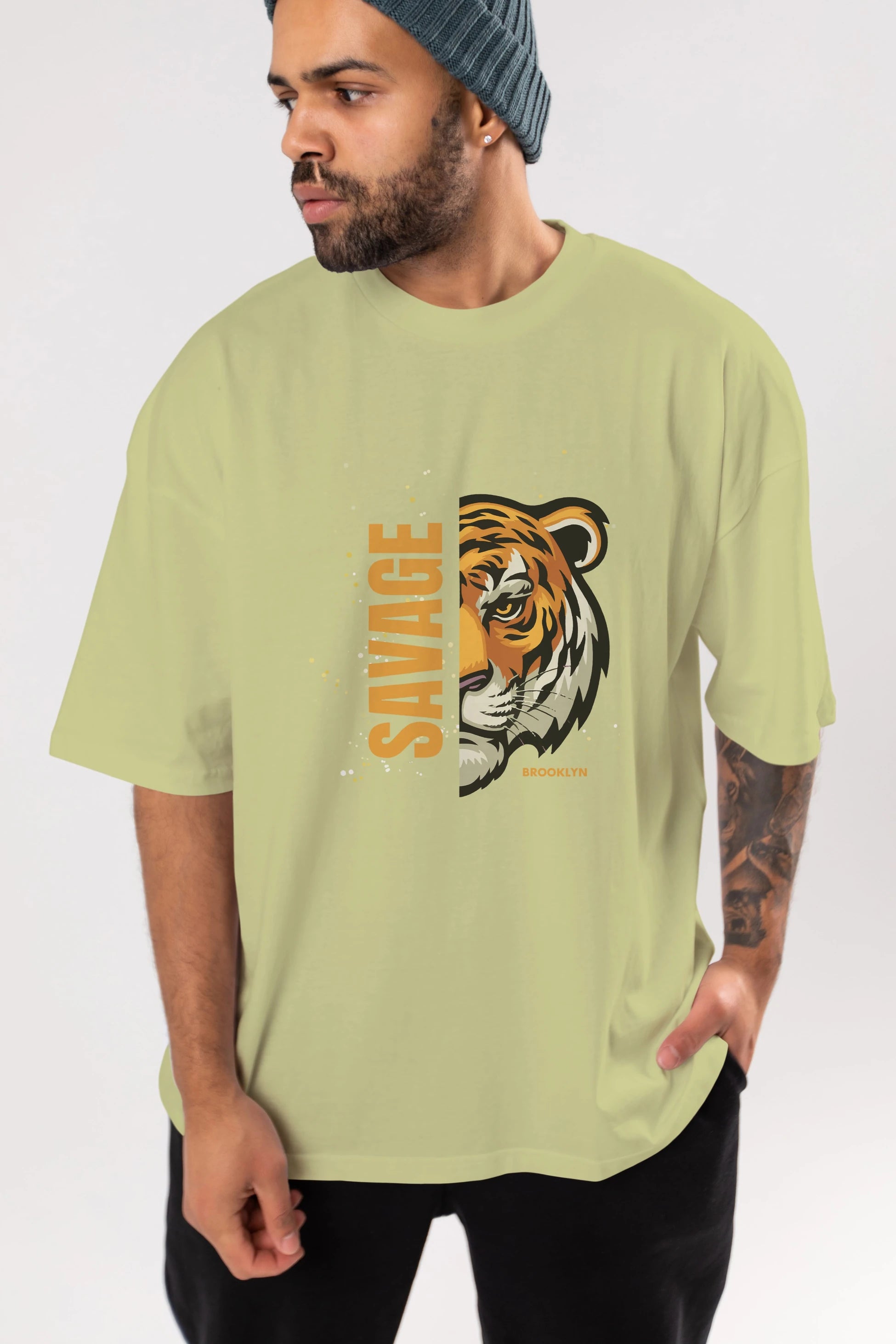 Savage Brooklyn Yazılı Ön Baskılı Oversize t-shirt Erkek Kadın Unisex