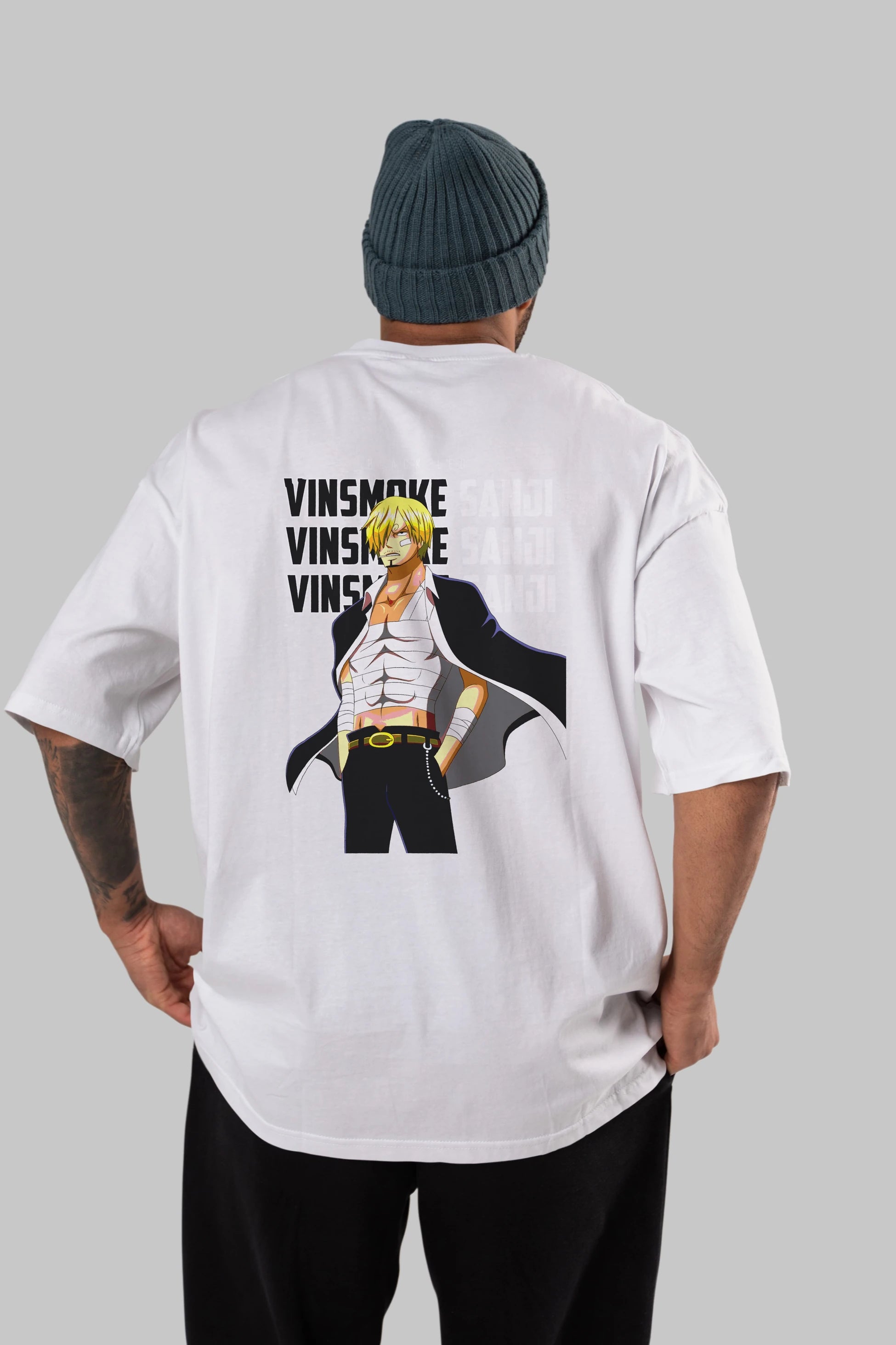 Sanji Anime Arka Baskılı Oversize t-shirt Erkek Kadın Unisex %100 pamuk tişort