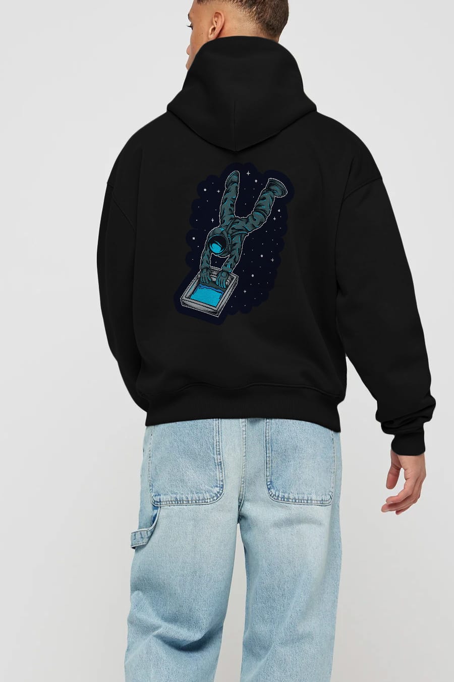 Astroscreen Sticker Arka Baskılı Hoodie Oversize Kapüşonlu Sweatshirt Erkek Kadın Unisex