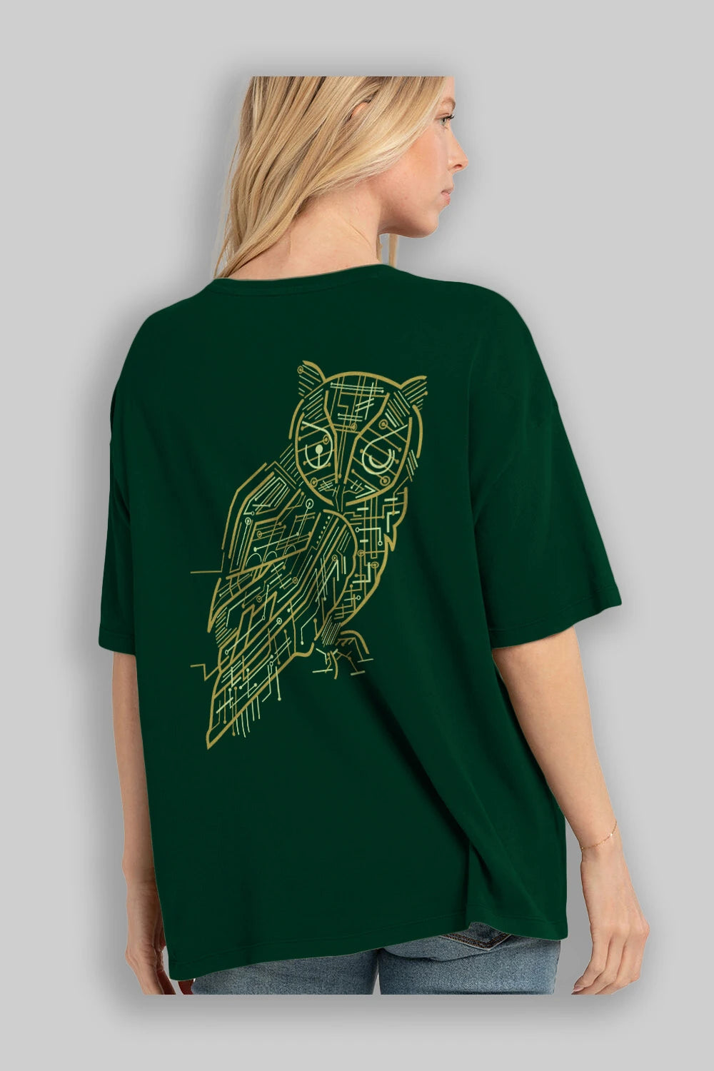Electrical Owl Arka Baskılı Oversize t-shirt %100 pamuk Erkek Kadın Unisex