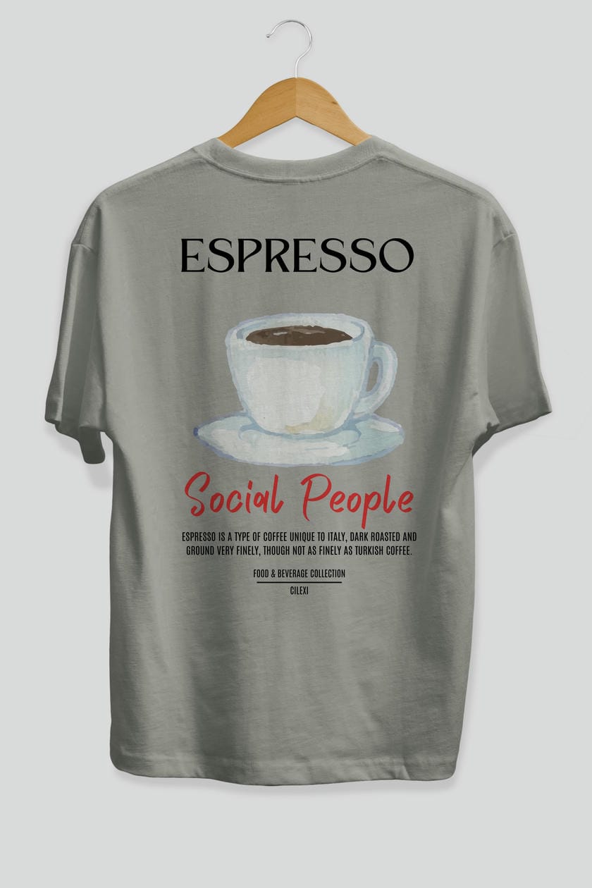 Espresso Kokteyl Serisi Baskılı Oversize t-shirt Erkek Kadın Unisex %100 Pamuk Bisiklet Yaka tişort
