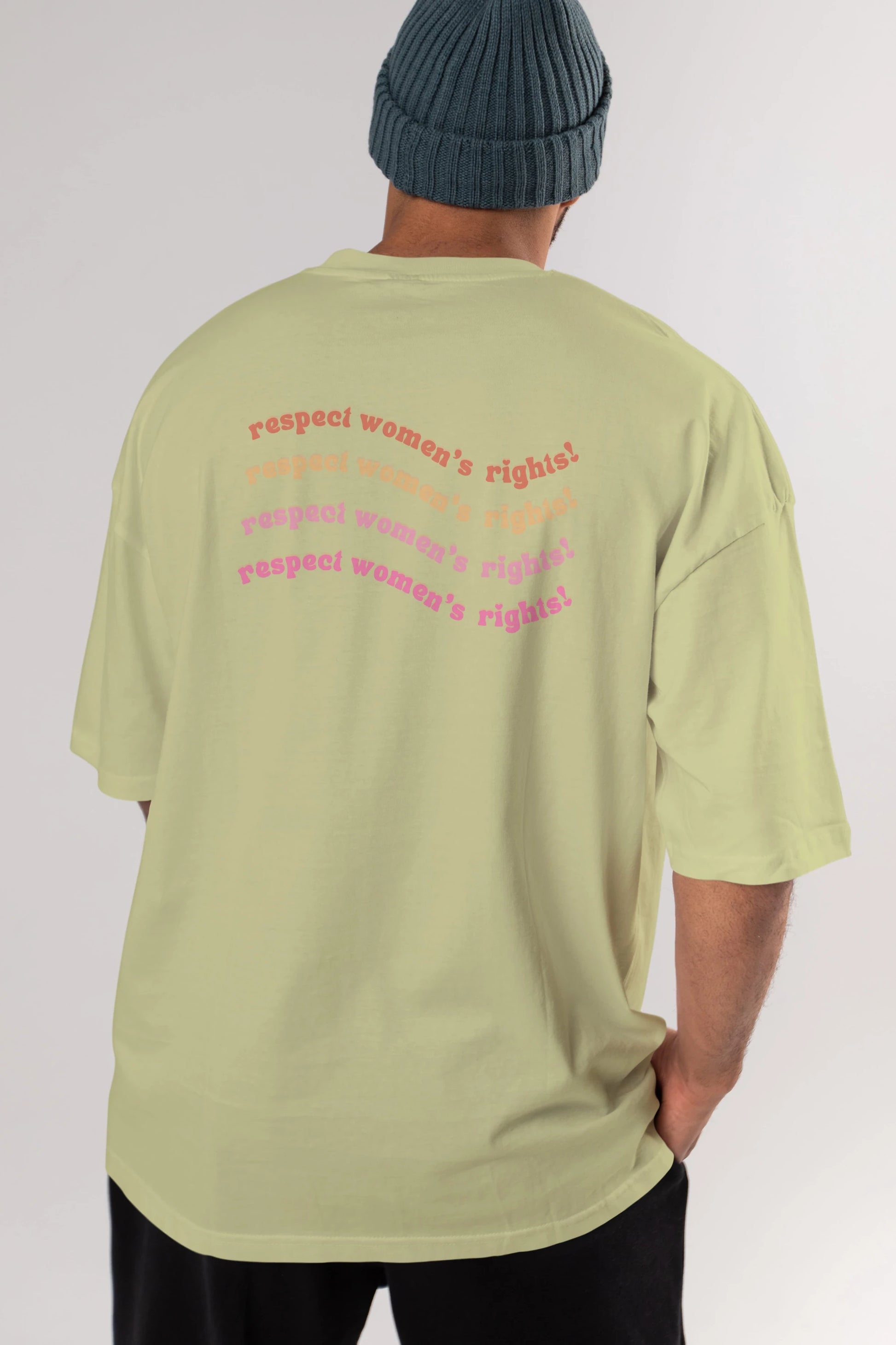 Respect Women Yazılı Arka Baskılı Oversize t-shirt Erkek Kadın Unisex