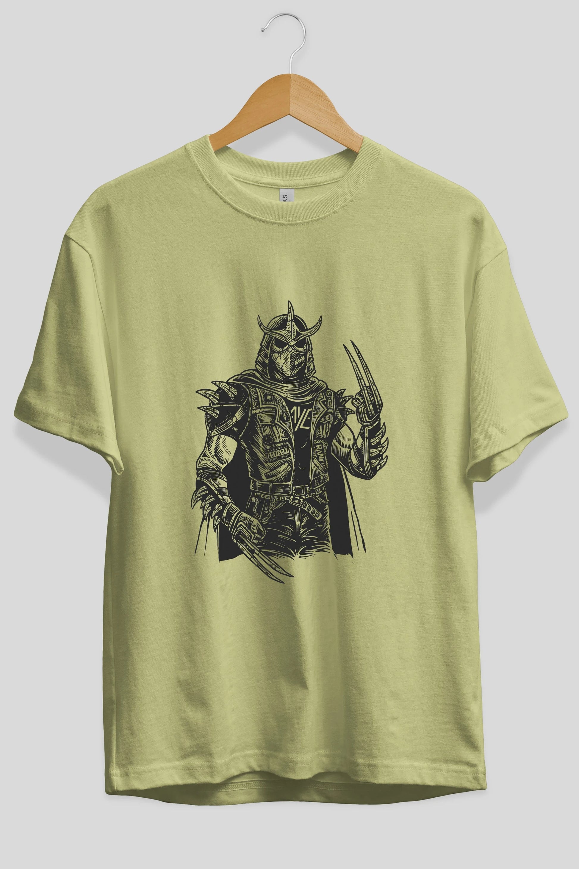 Shredder Punk Ön Baskılı Oversize t-shirt Erkek Kadın Unisex %100 Pamuk tişort