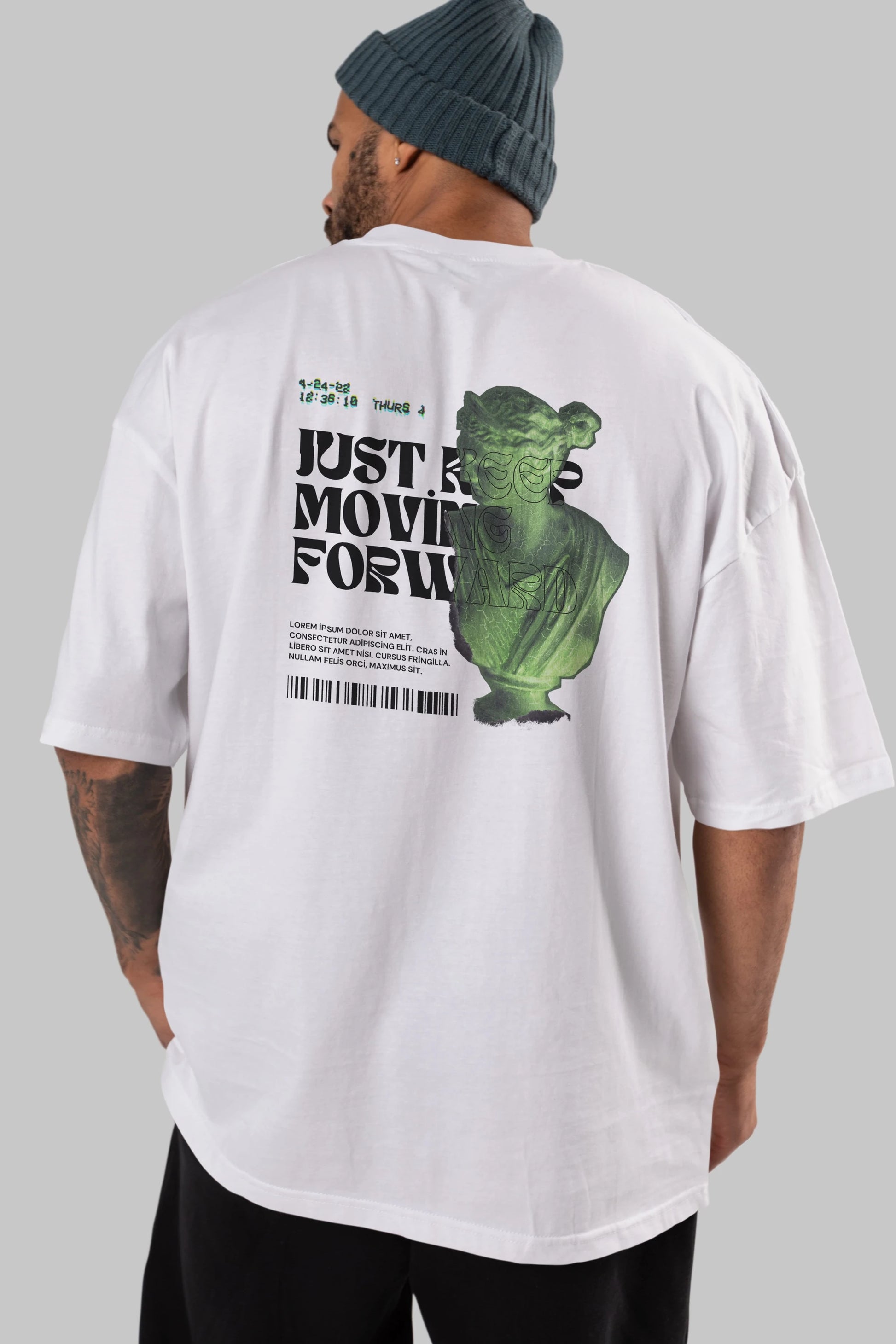Just Keep Moving Forward Yazılı Arka Baskılı Oversize t-shirt Erkek Kadın Unisex