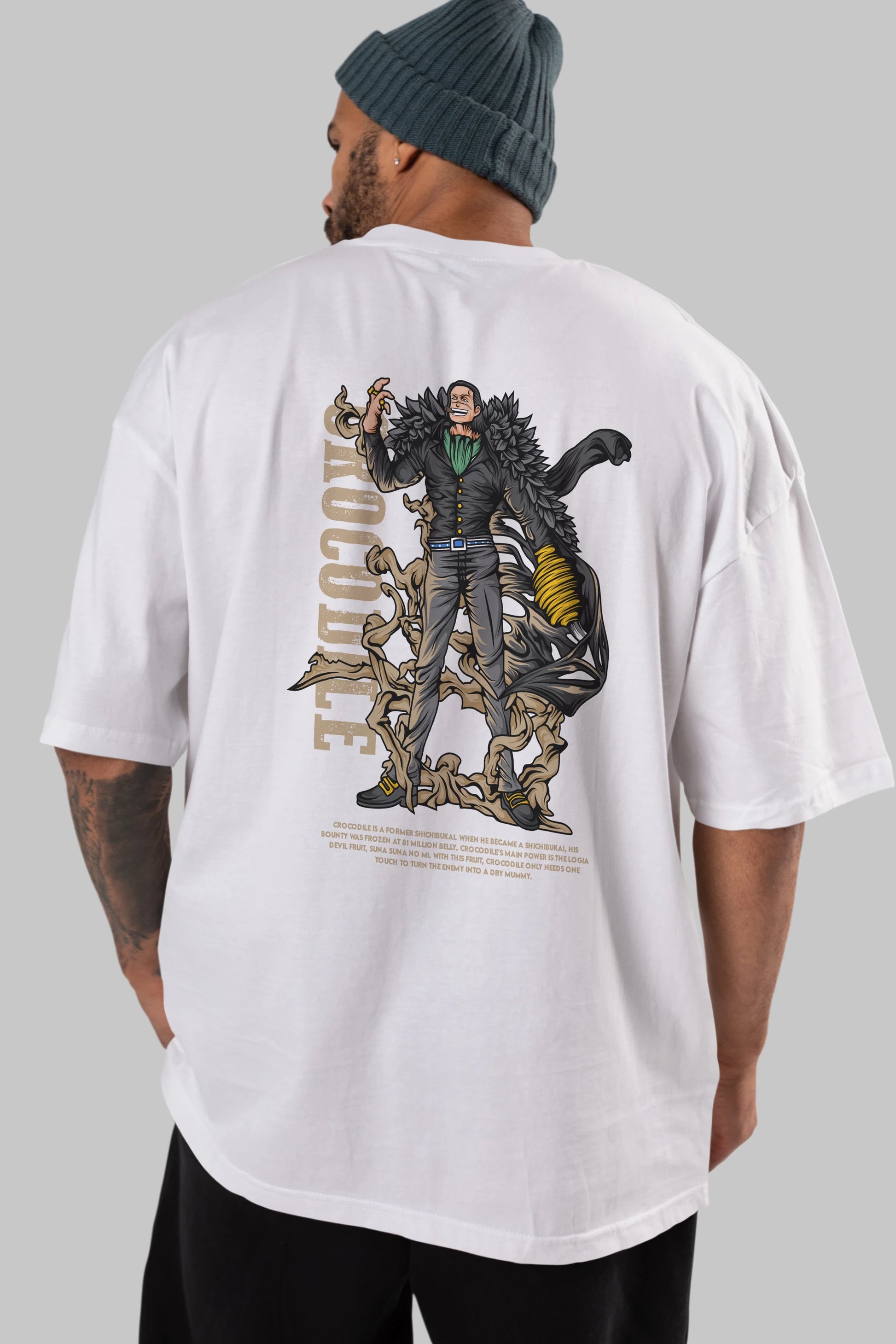 Crocodile Anime Arka Baskılı Oversize t-shirt Erkek Kadın Unisex