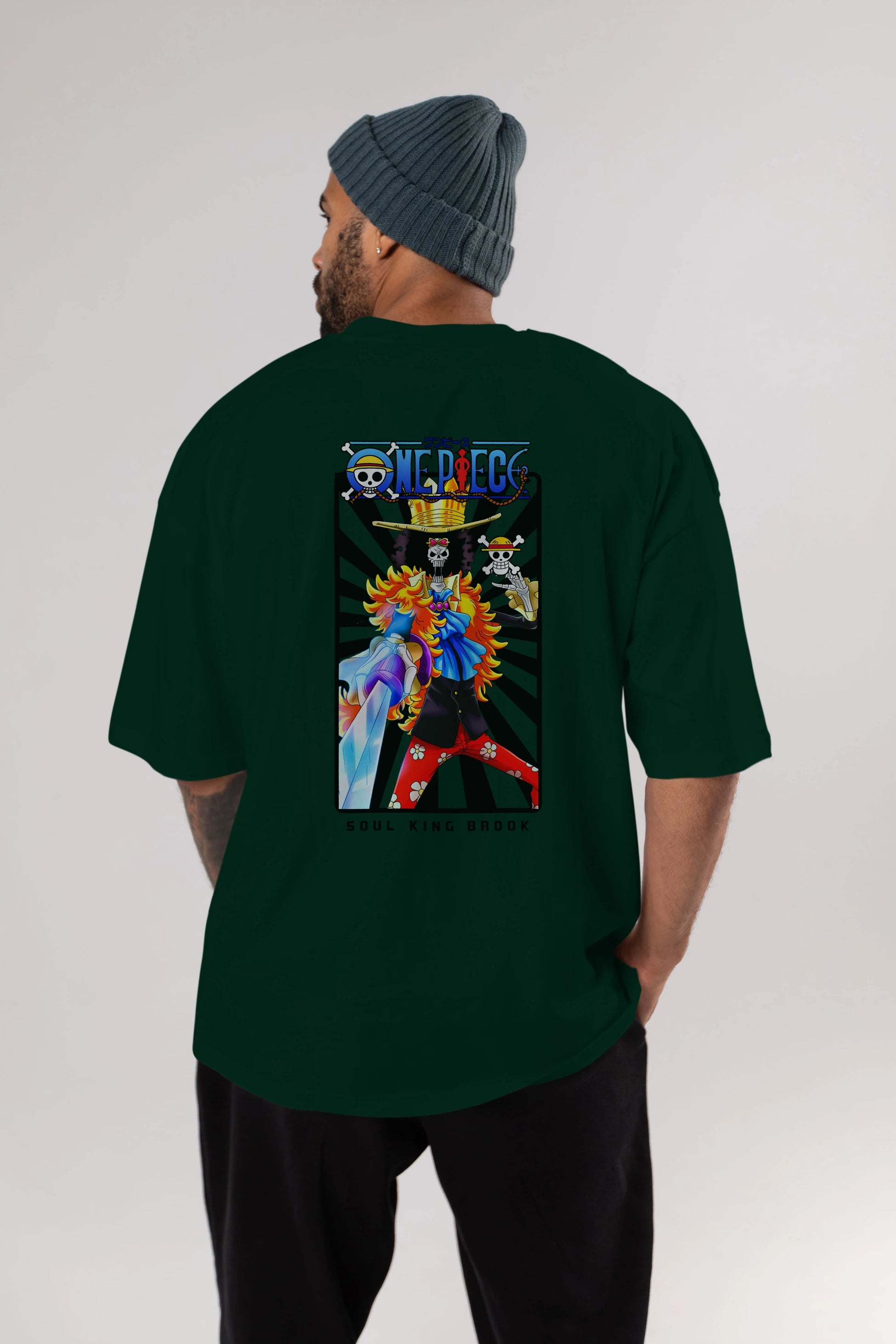 Brook Anime Arka Baskılı Oversize t-shirt Erkek Kadın Unisex %100 pamuk tişort