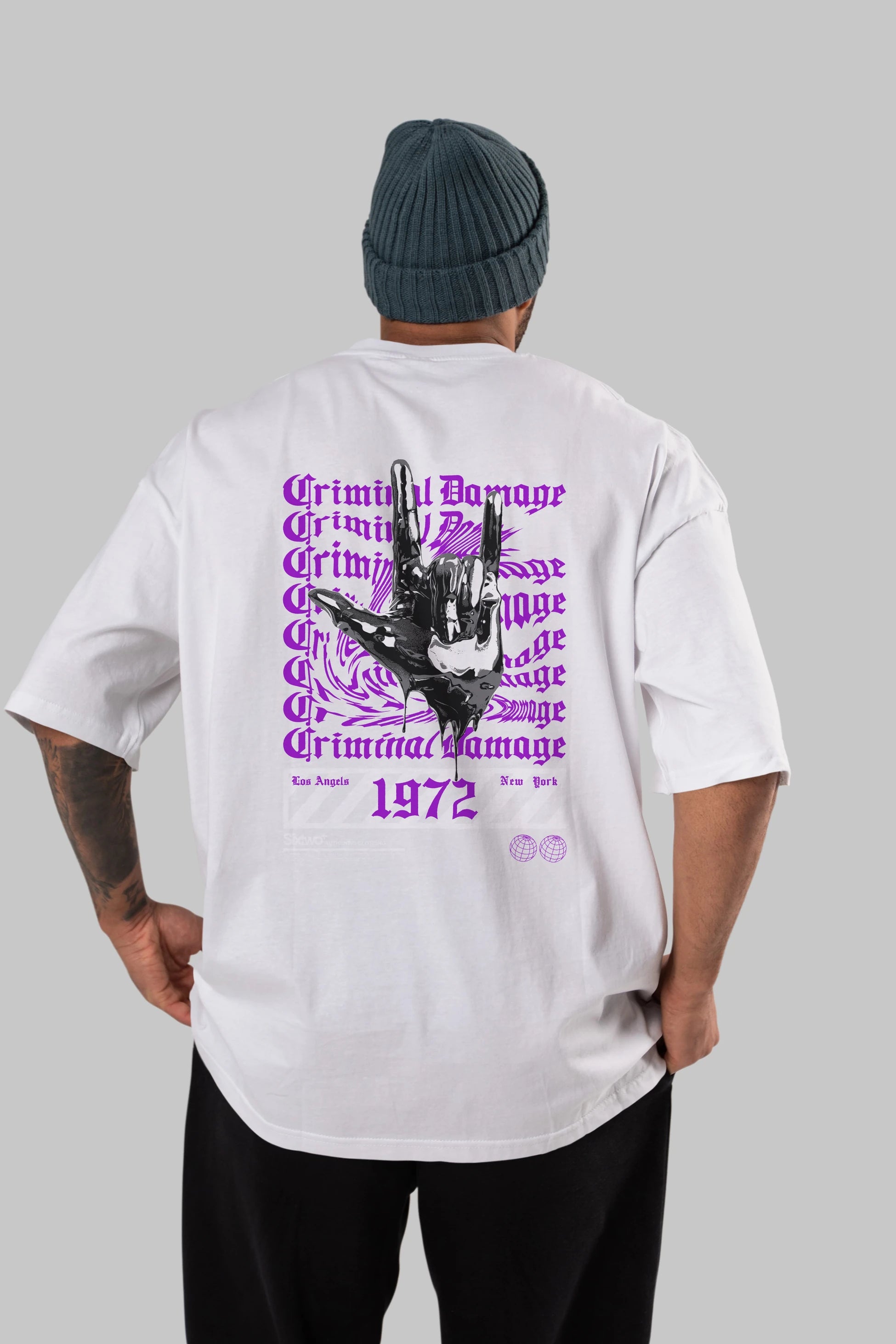 Criminal Damage 2 Arka Baskılı Oversize t-shirt Erkek Kadın Unisex