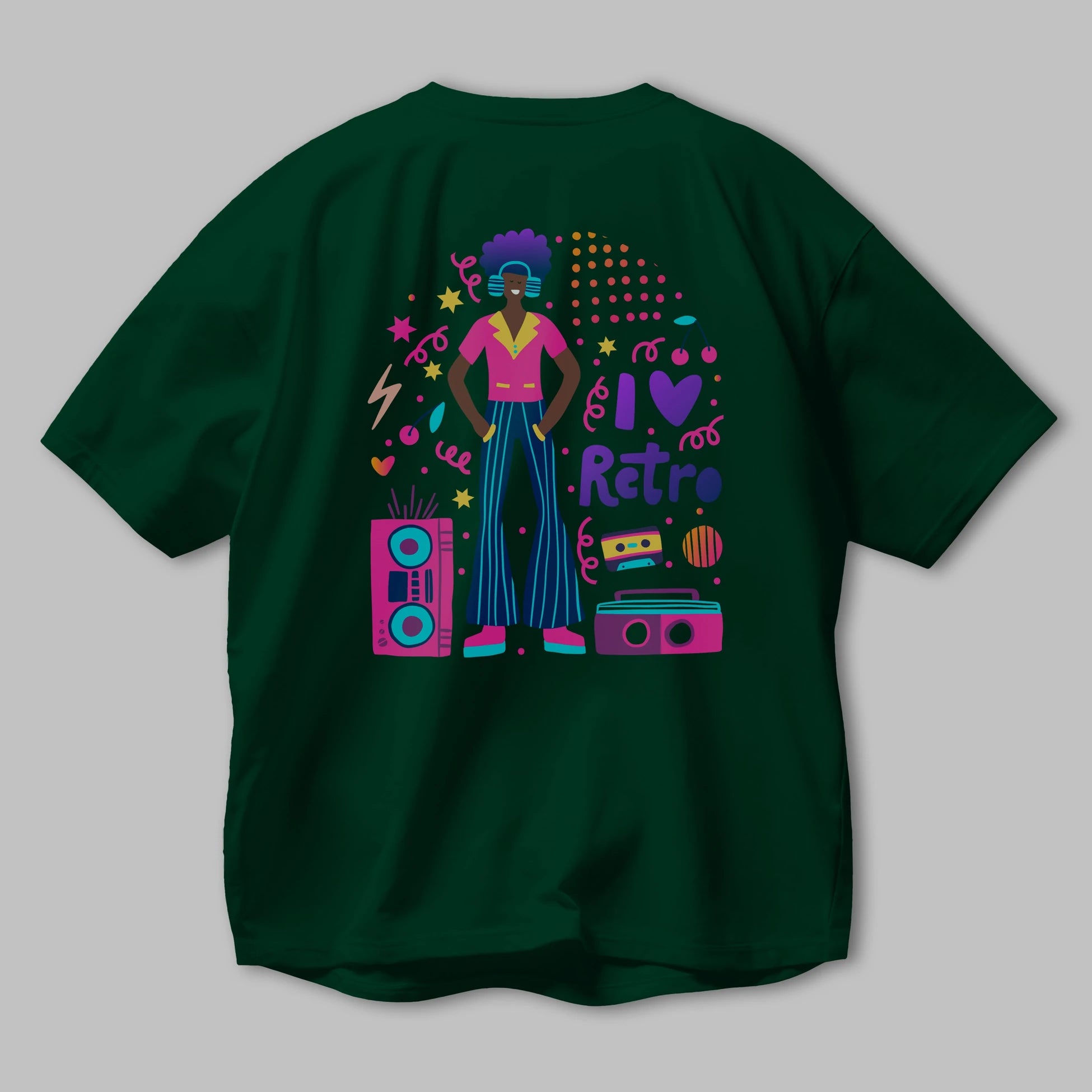 Retro Boy Party Arka Baskılı Oversize t-shirt Erkek Kadın Unisex