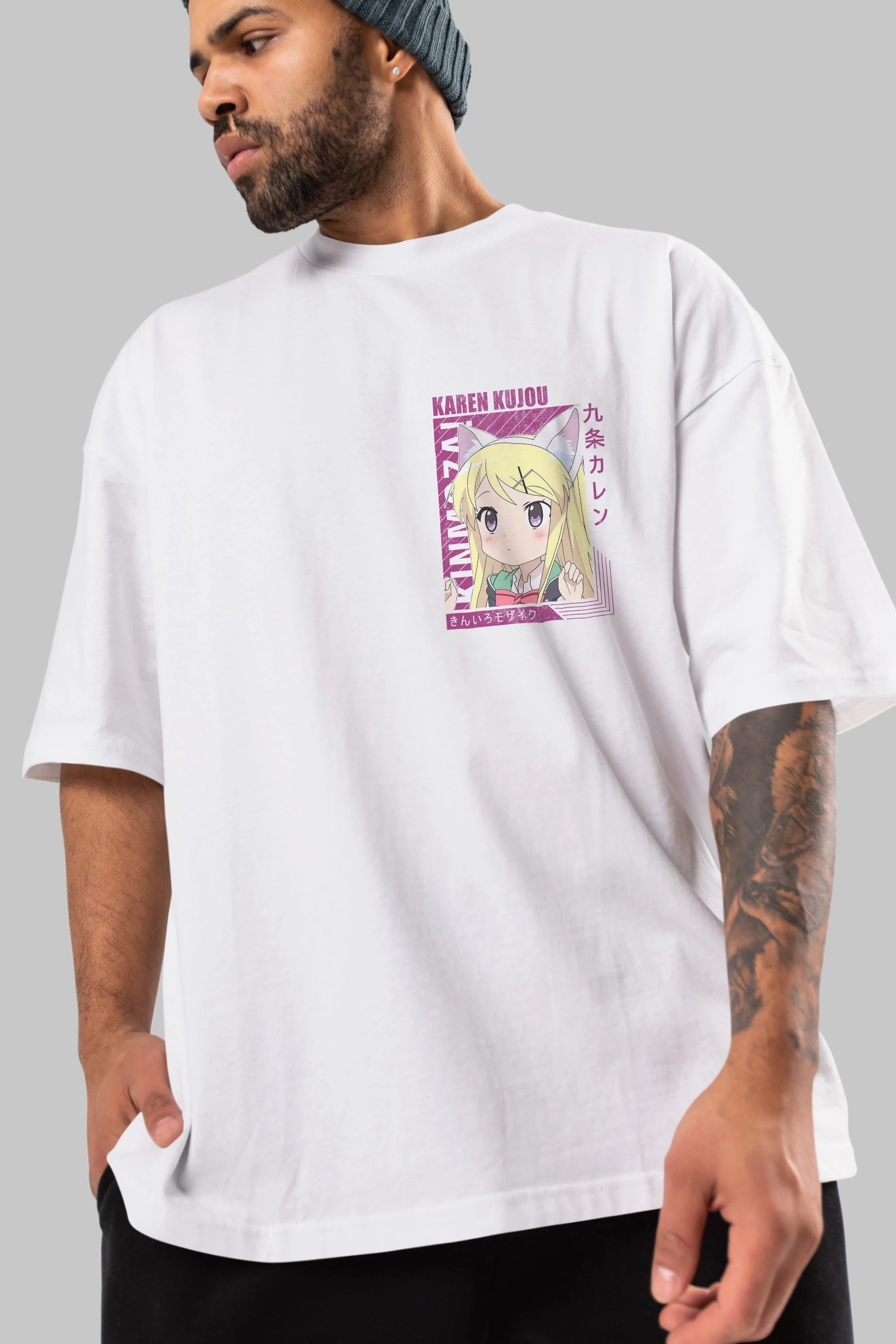 Karen Kujou 4 Ön Sol Baskılı Oversize t-shirt Erkek Kadın Unisex %100 Pamuk Bisiklet Yaka tişort