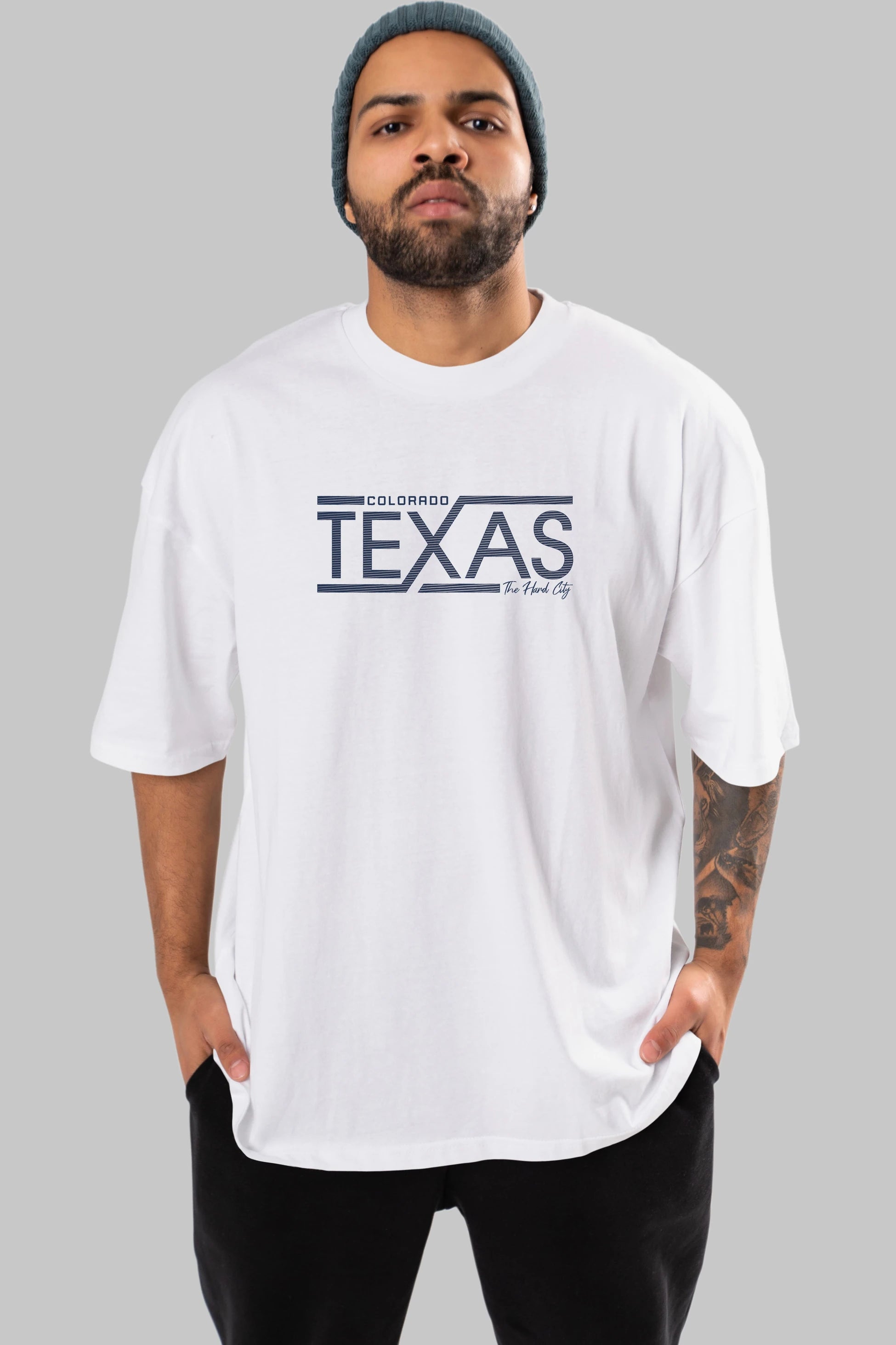 Texas Ön Baskılı Oversize t-shirt Erkek Kadın Unisex