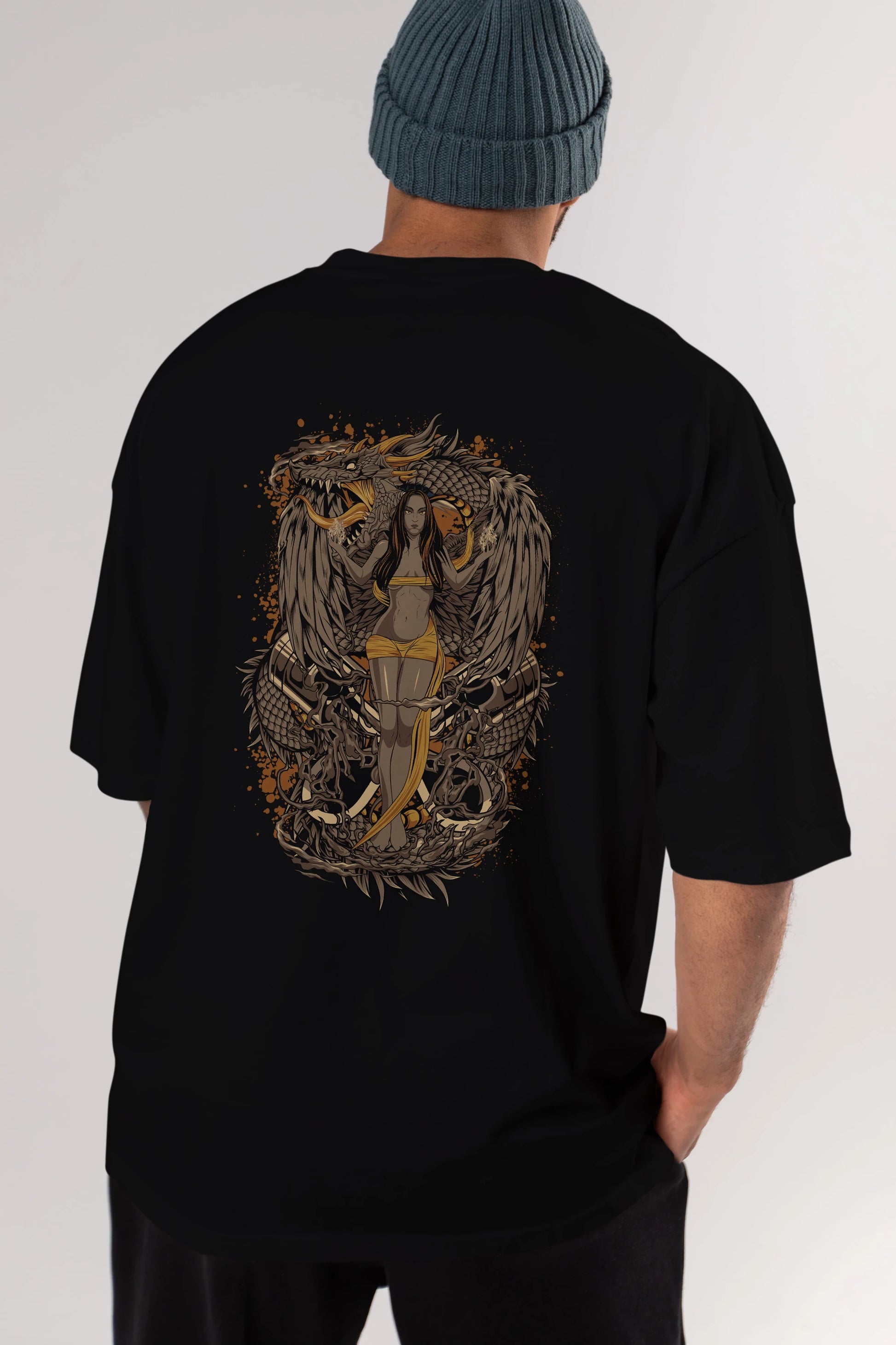TRIBAL (3) Anime Arka Baskılı Oversize t-shirt Erkek Kadın Unisex